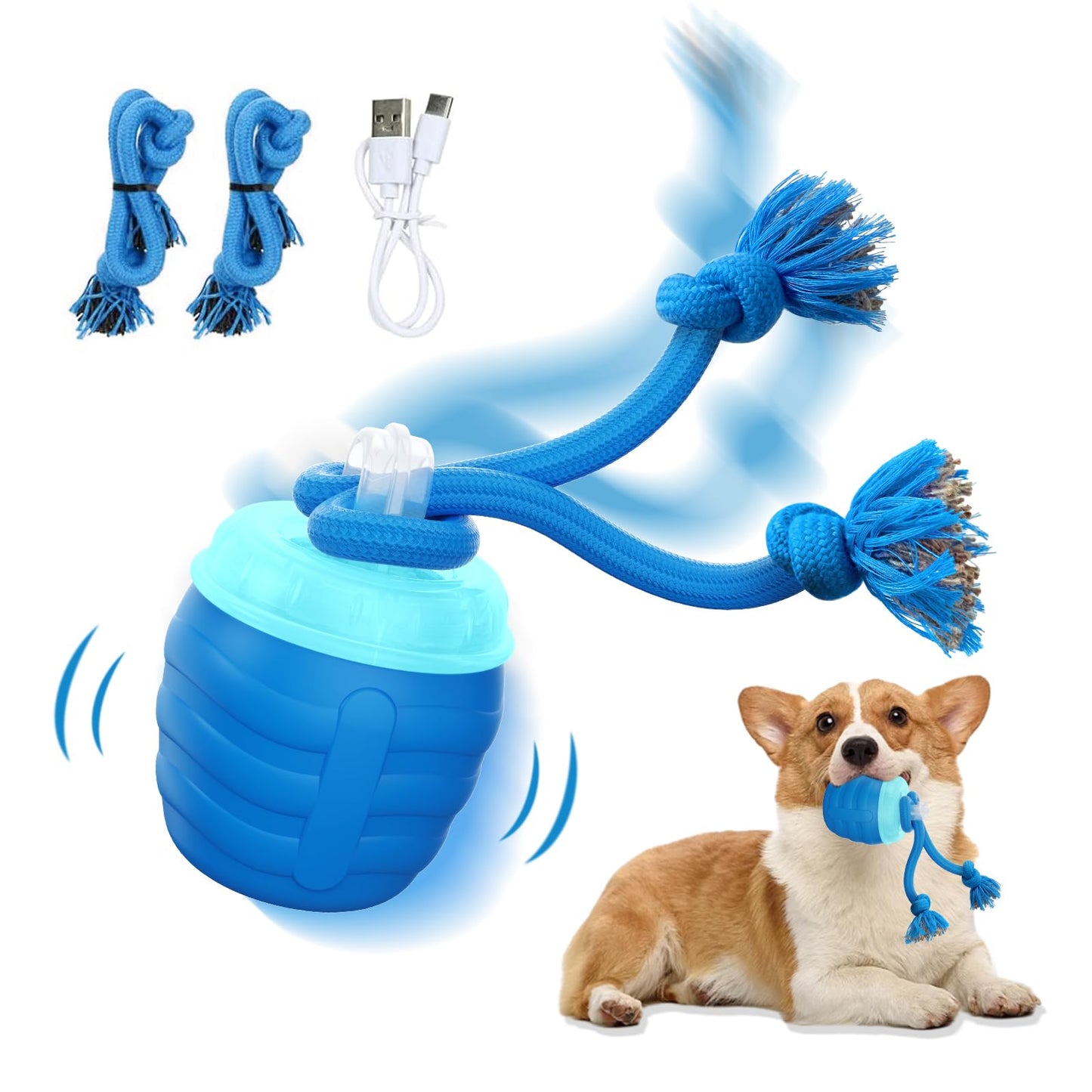Huimpet Interactive Dog Toys, [2025 Newly Upgraded] Interactive Dog Ball for Medium/Large Dogs, Automatic Moving Dogs Toy Wicked Ball for Boredom & Training, Play Music, USB Rechargeable(Blue)