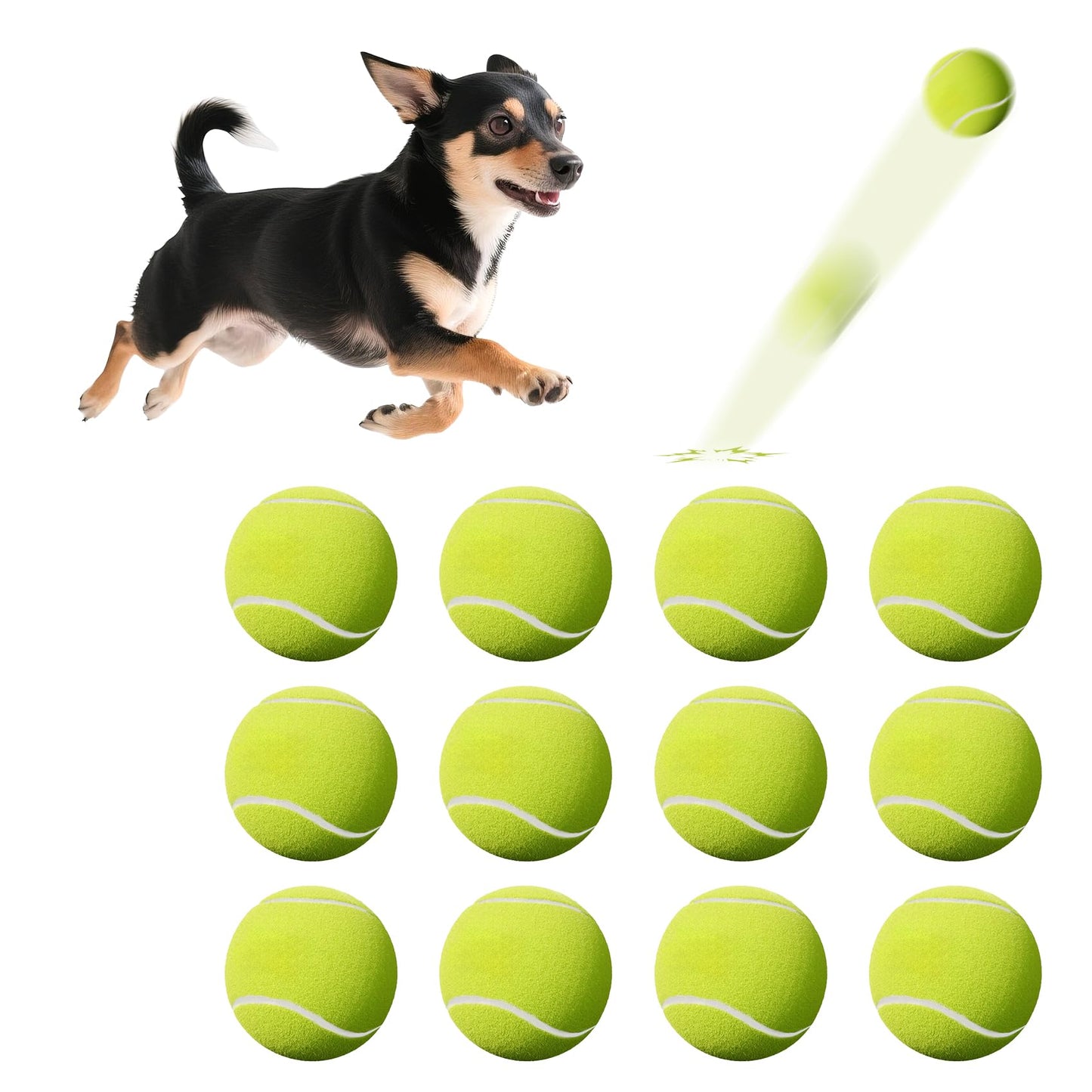 susu & wuwu 12 Pack Mini Tennis Balls for Small Dogs, 2 Inch Small Tennis Balls for Dog Interactive Playing Fetching Training, Puppy Toys to Keep Them Busy