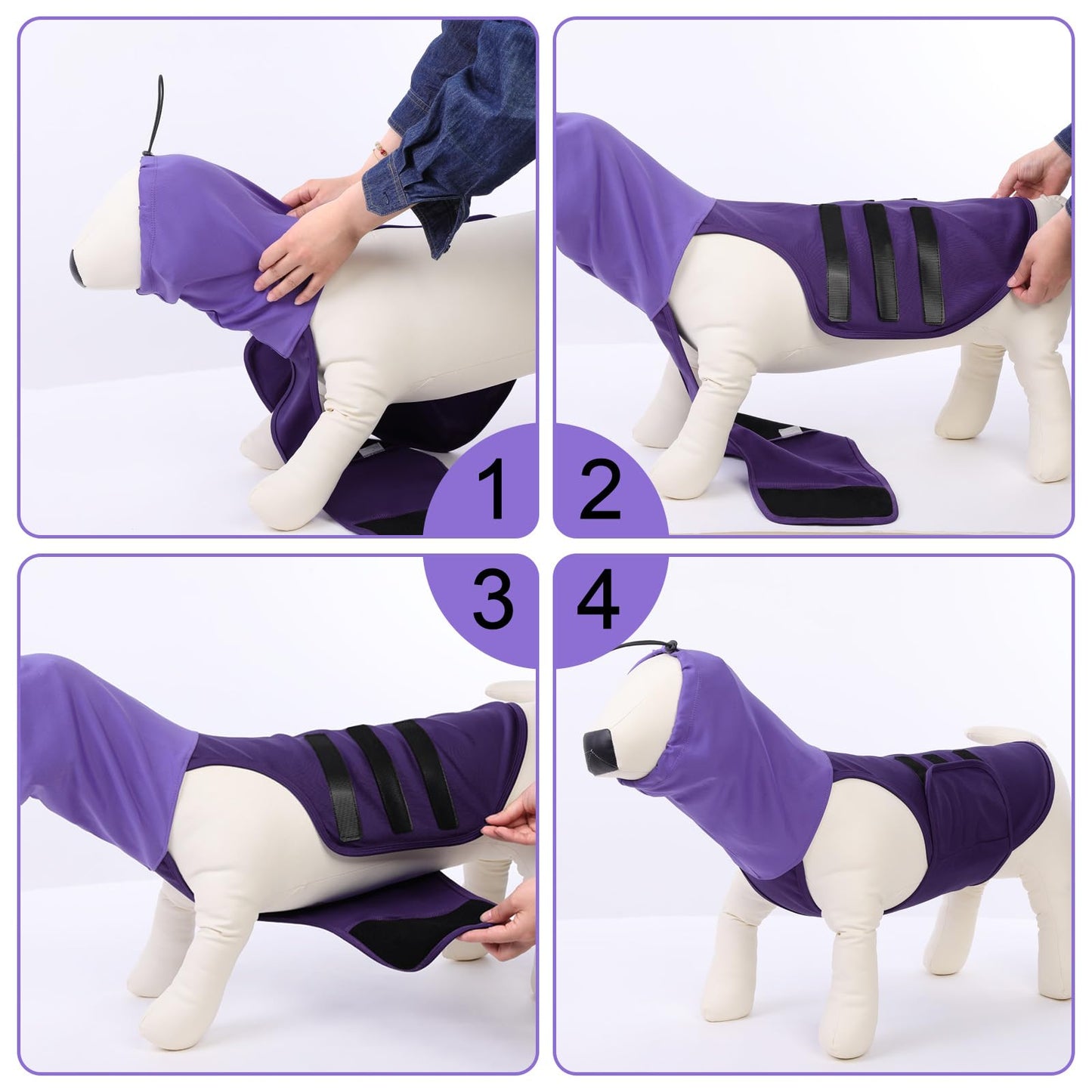 SAWMONG Dog Anxiety Vest, Breathable Calming Shirt Adjustable Chest & Hood for Dogs, Soft Pet Stress Relief Calming Coat Wraps Ears for Noise, Thunderstorms, Fireworks and Separation(Purple, X-Large)