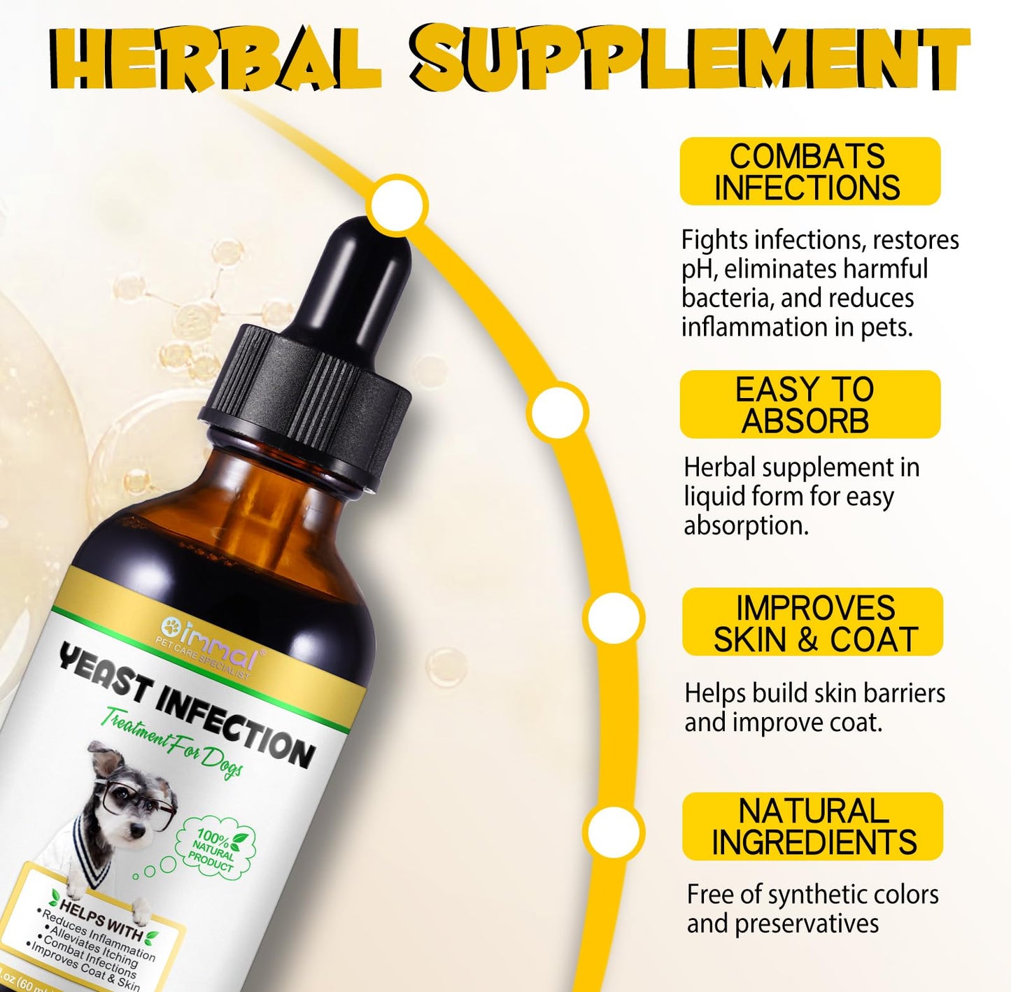 Yeast Infection Treatment for Dogs, Naturally Supports Dog Healthy Itch Relief, Ear Infection Treatment, Dogs Allergy Relief, Inflammation Relief & More (1pcs)