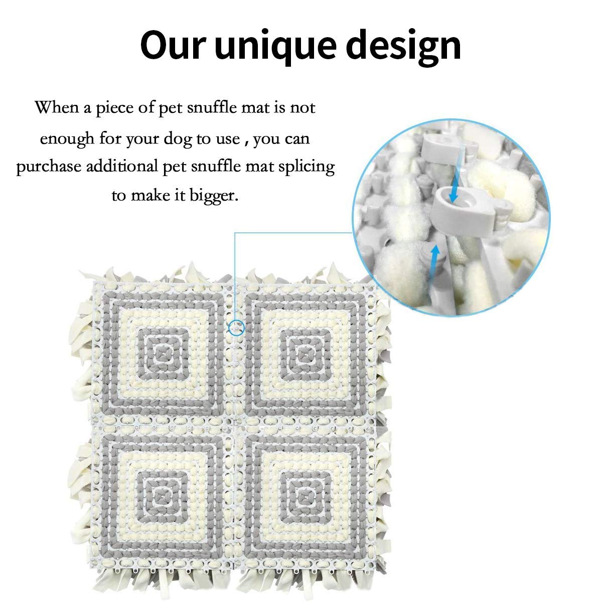 LIVEKEY Pet Snuffle Mat for Dogs, Dog Feeding Mat, Nosework Training Mats for Foraging Instinct Interactive Puzzle Toys (Gray&White)