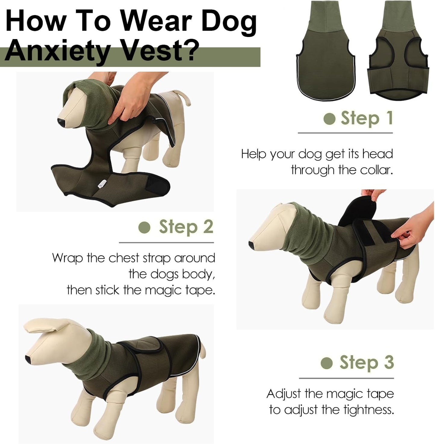 Dog Anxiety Jacket Skin-Friendly Anxiety Calming Hoodie Thunder Shirt Breathable Vest Relief Coat for Dogs Nighttime Reflective Adjustable Hoodies for Noise Block Ear Protection Fireworks Separation