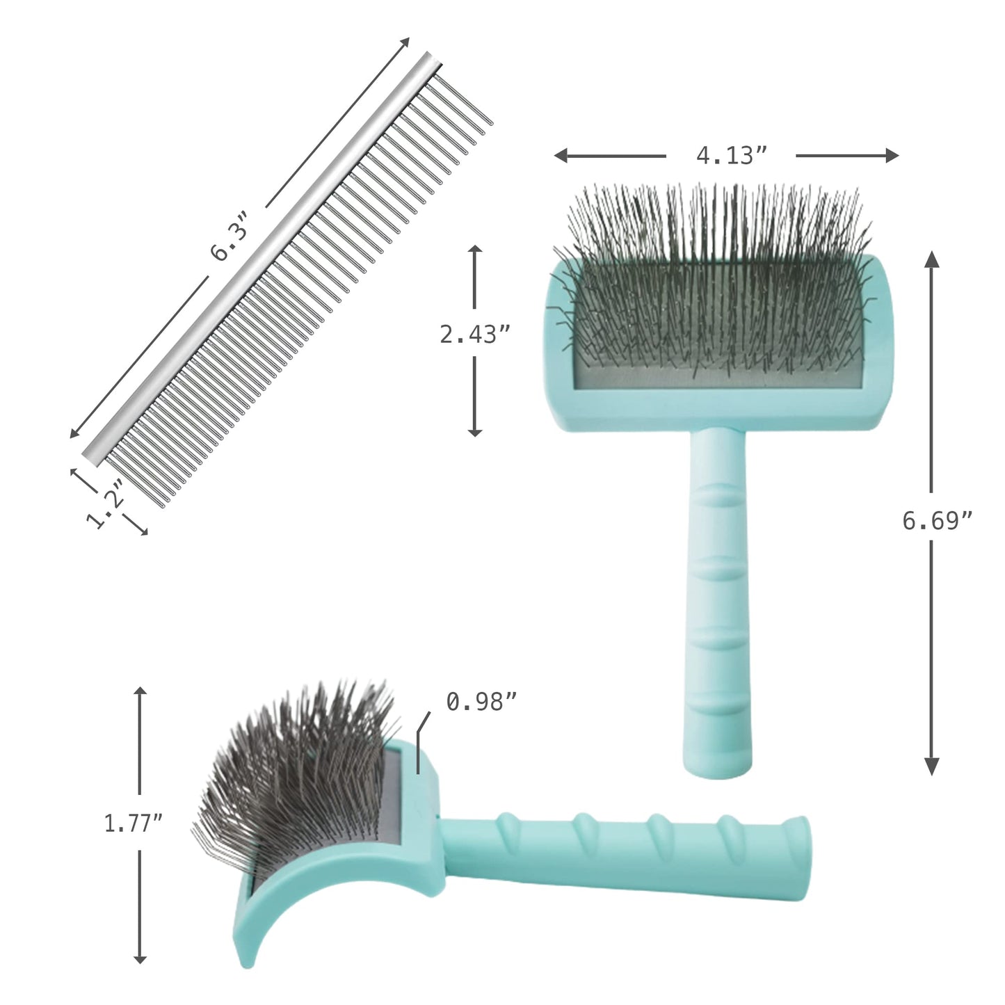 Neathoiho Large Slicker Brush & Green-comb Value Kit, Extra Long Pin Dog Grooming Brush for Curly Hair Goldendoodles, Removes Long and Loose Hair & Undercoat