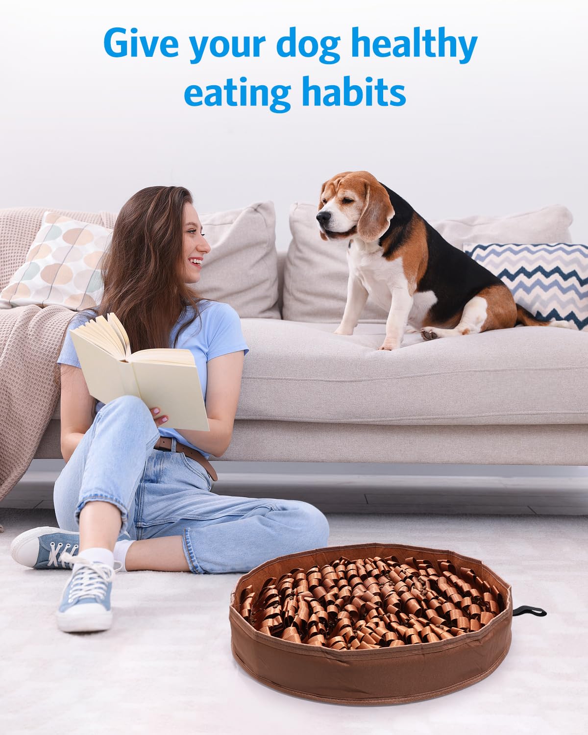 AMIR Slow Feeder Mat for Dogs – Dog Food Mat Anti-Gobble Mat to Relieve Boredom, Anxiety & Stress, Snuffle Mat for Dogs Works for All Dog Breeds, Sizes & Ages