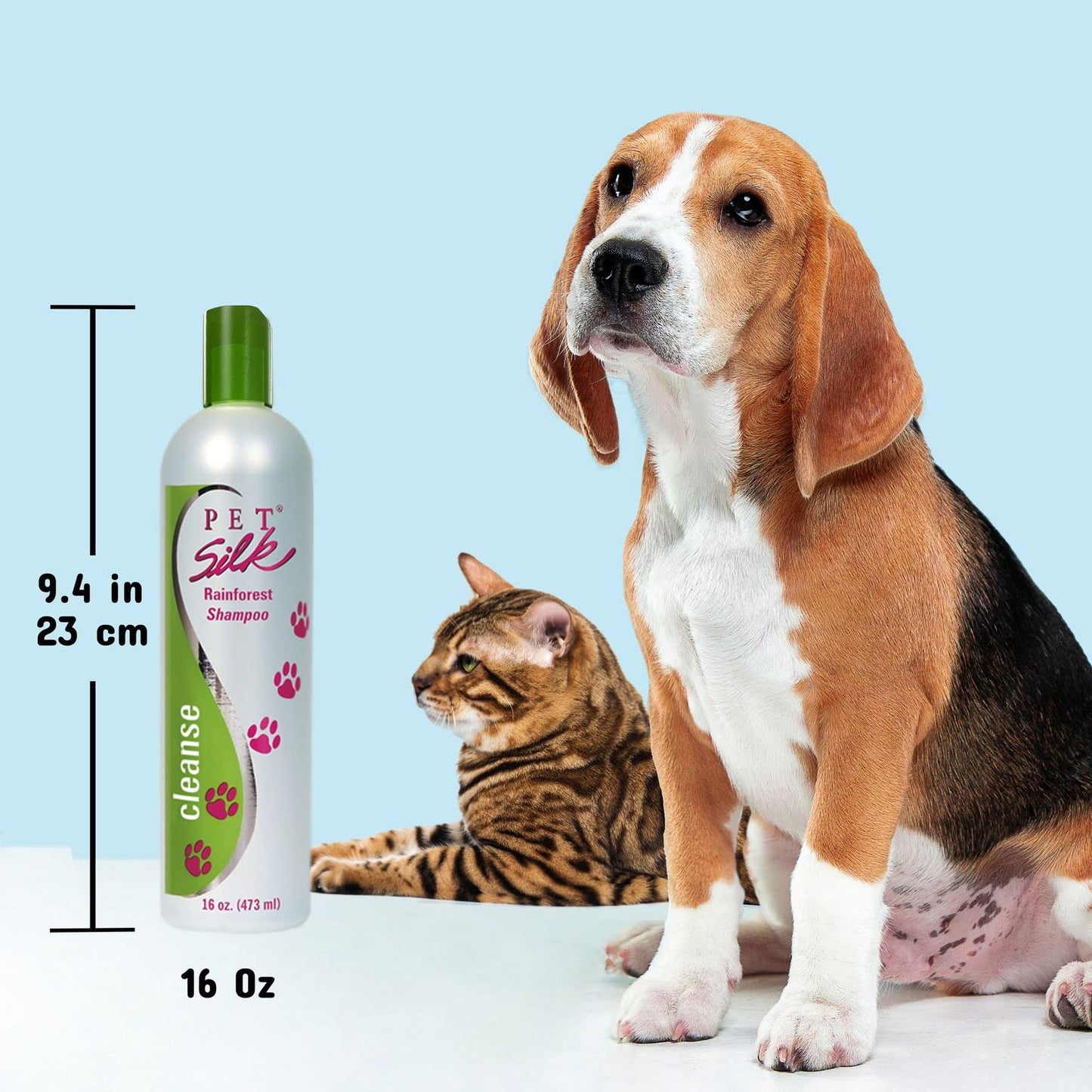 Pet Silk Rainforest Clean Scent Shampoo 16oz, Long-Lasting Fragrance for Your Pet's Coat, Cleanser for Both Dogs and Cats, Infused with Vitamin E, Gentle & Safe for Your Pet's Skin and Coat!