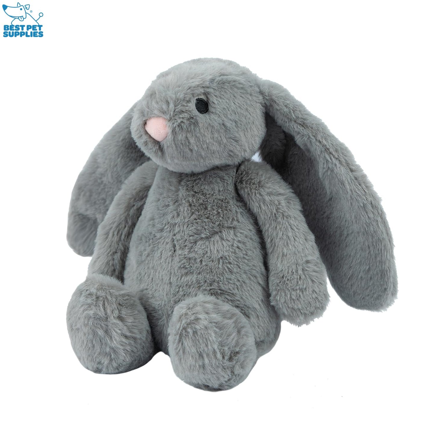 Best Pet Supplies Interactive Bunny Buddy Dog Toy with Crinkle and Squeaky Enrichment for Small and Medium Breed Puppies or Dogs, Cute and Plush - Bunny (Gray)