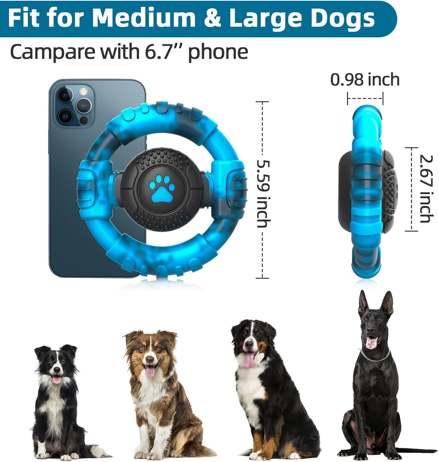 Pamlulu Chew Toys for Medium Large Breed, Tough Dog Toys for Aggressive Chewers, Indestructible Squeaky Dog Chew Toys to Keep Them Busy, Outdoor Puppy Toys Nylon&Rubber