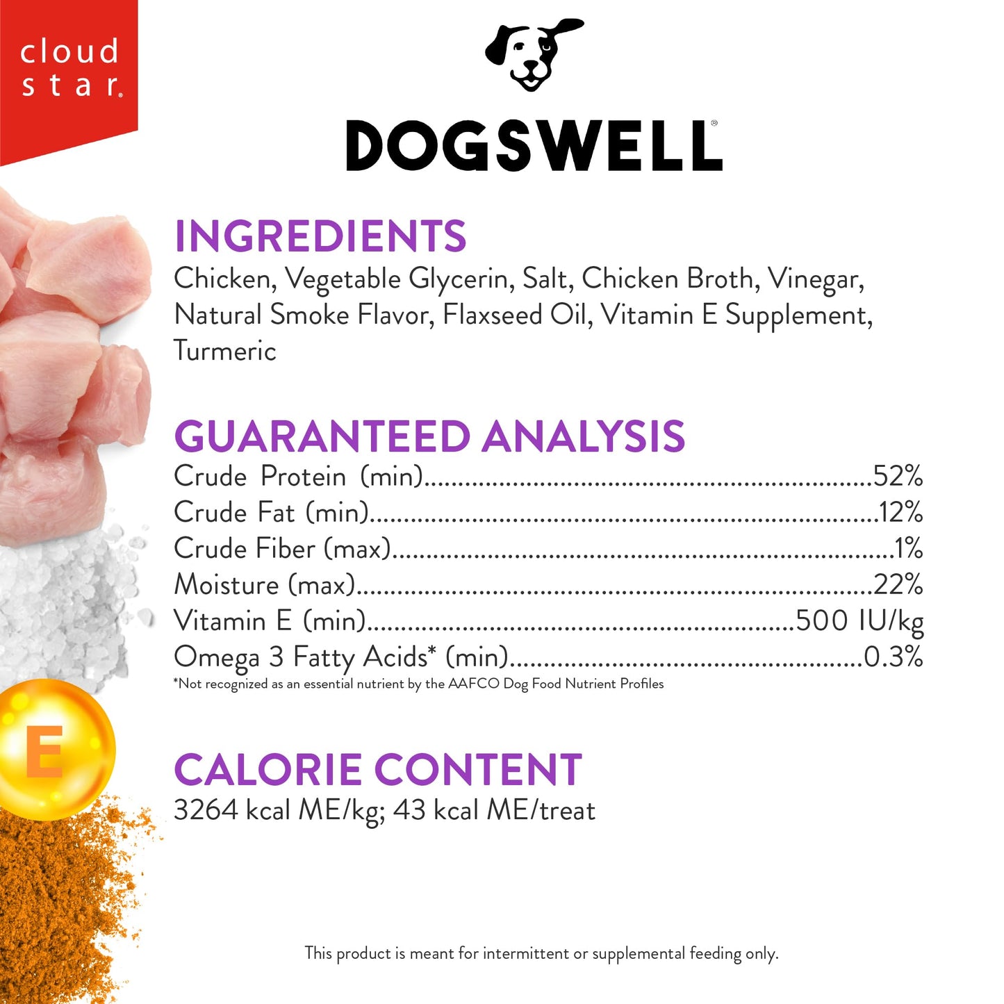 DOGSWELL Immunity & Defense, Flaxseed Oil, Turmeric, Vitamin E & A, Healthy Aging, Chicken Jerky 24 oz. (842197)
