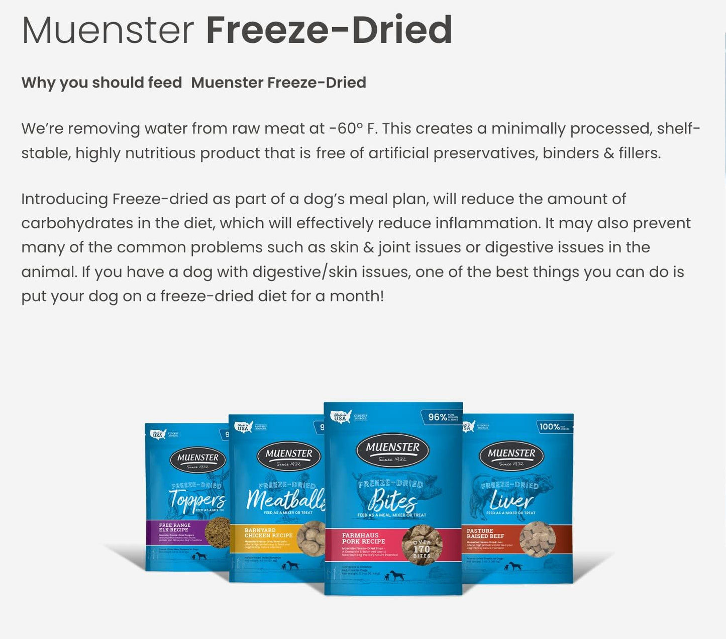 Muenster Freeze Dried Beef Liver Bites - Dog Treats, Mixer or Topper (16oz) - One Ingredient
