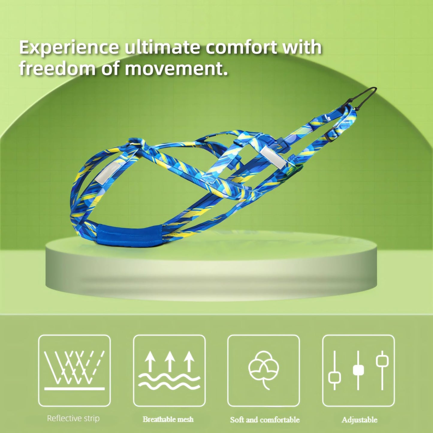 Sled Dog Chest and Back Harness, Suitable for Medium and Large Dogs, Husky Alaskan Snowboard Leash Traction Rope, Dog Weight Pulling Safety Belt (Blue, XL)