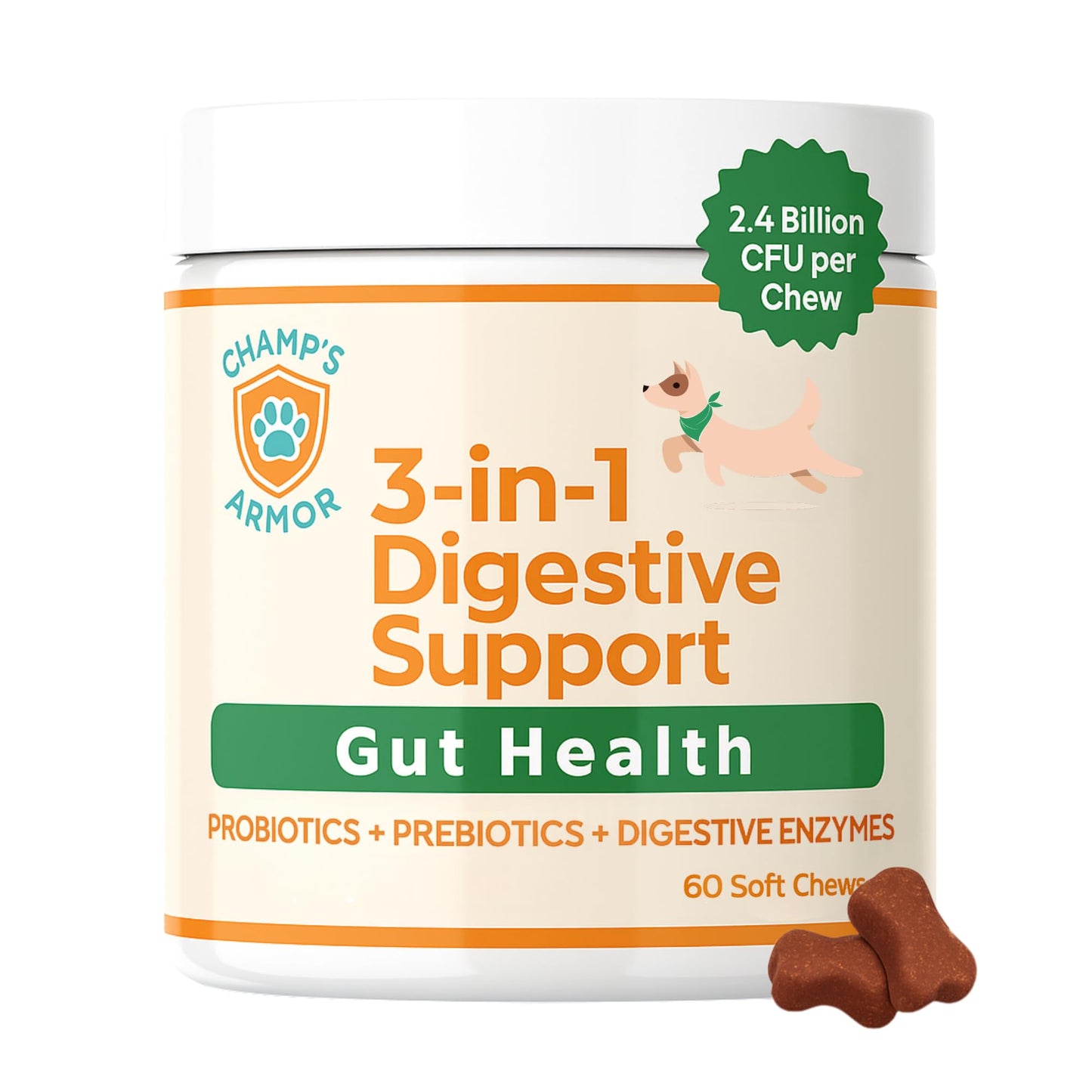Chew No Poo - Coprophagia Treatment for Dogs - Prevent Dog Poop Eating - Natural Stool Eating Deterrent + Breath Aid - Probiotics & Digestive Enzymes - Boosts Gut Health - Made in USA - 120 Soft Chews