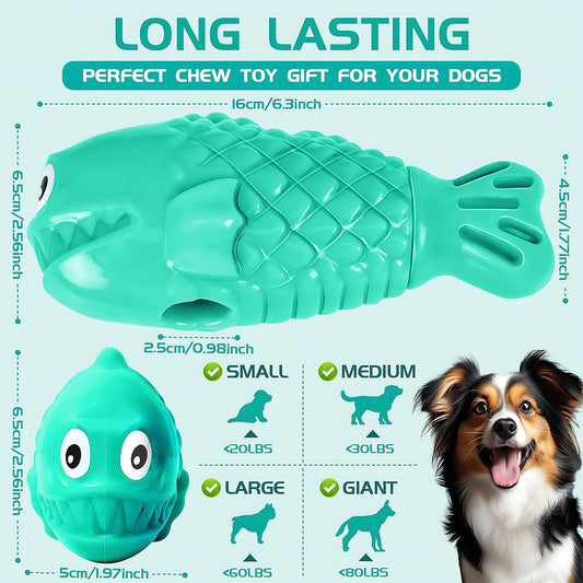Durable Dog Toys to Keep Them Busy - Tough Treat Dispensing Chew Toy with Bacon Flavor & Squeaker for Aggressive Chewers, Interactive Mental Stimulation for Large Breeds (Green)