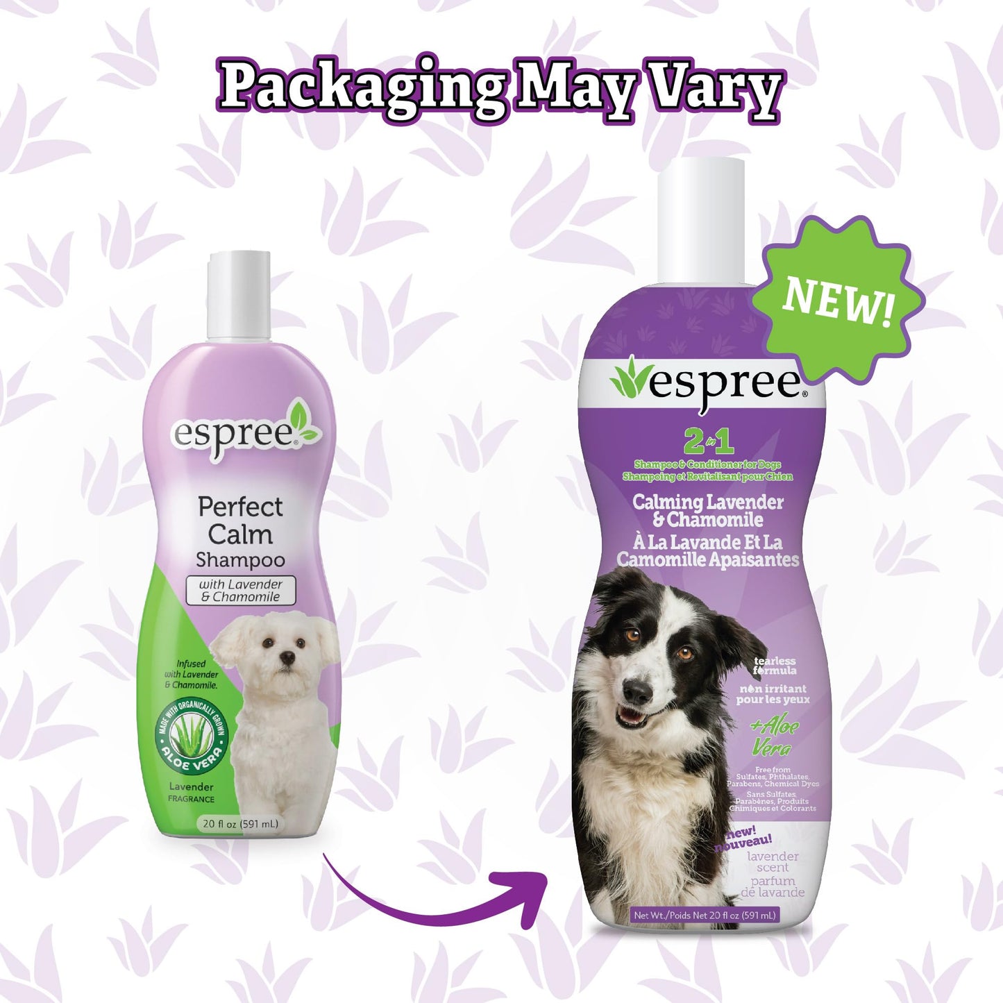 Espree Calming Lavender & Chamomile Shampoo & Conditioner, Soothes & Relaxes with Lavender, Moisturizes with Aloe Vera, Anti-Inflammatory Chamomile, Dry & Sensitive Skin, Gentle Pet Grooming, 20oz