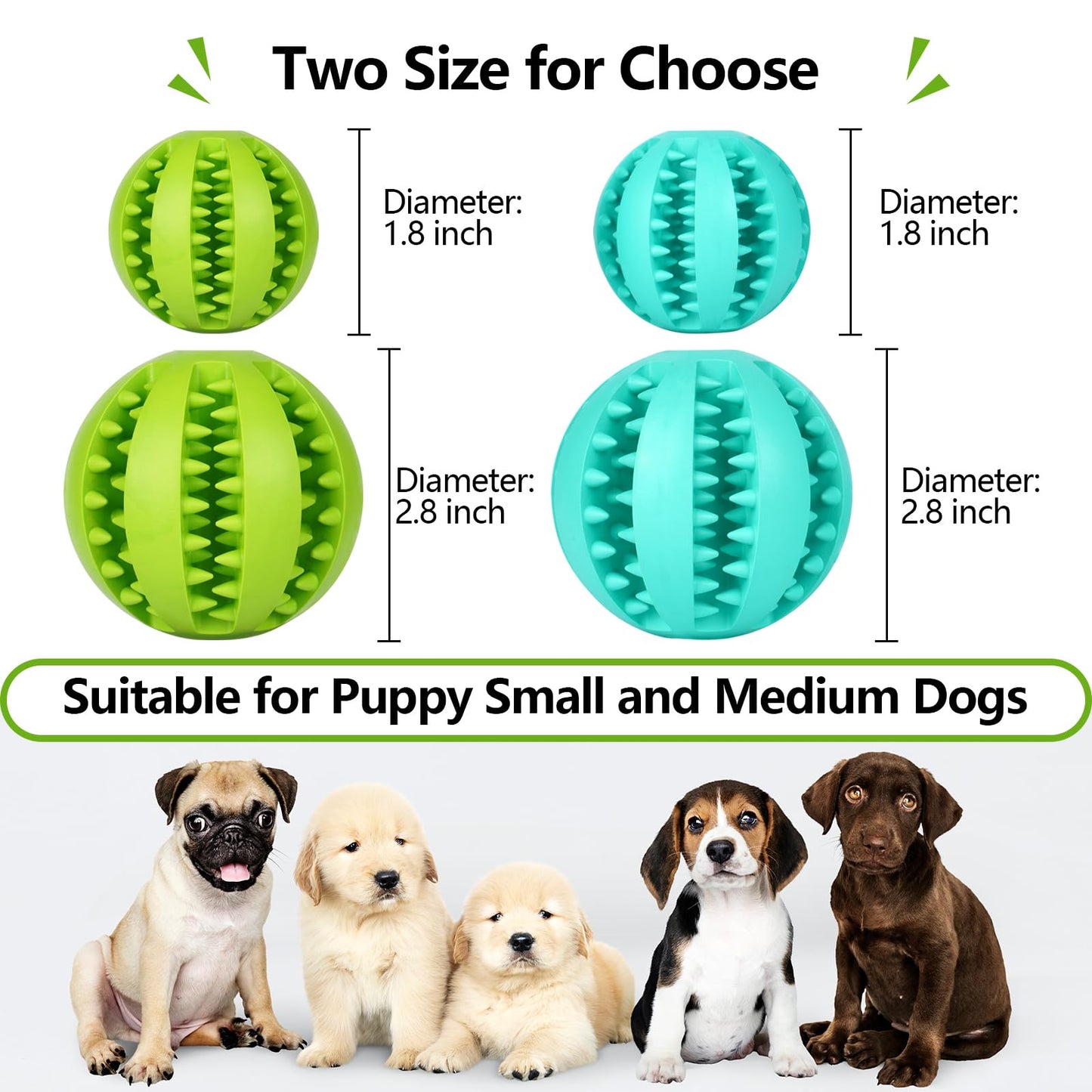 Bojafa Puppy Chew Toys for Teething: Durable Rubber Dog Toys for Boredom - Treat-Dispensing Balls for Small Breed Indoor Play (2pack)
