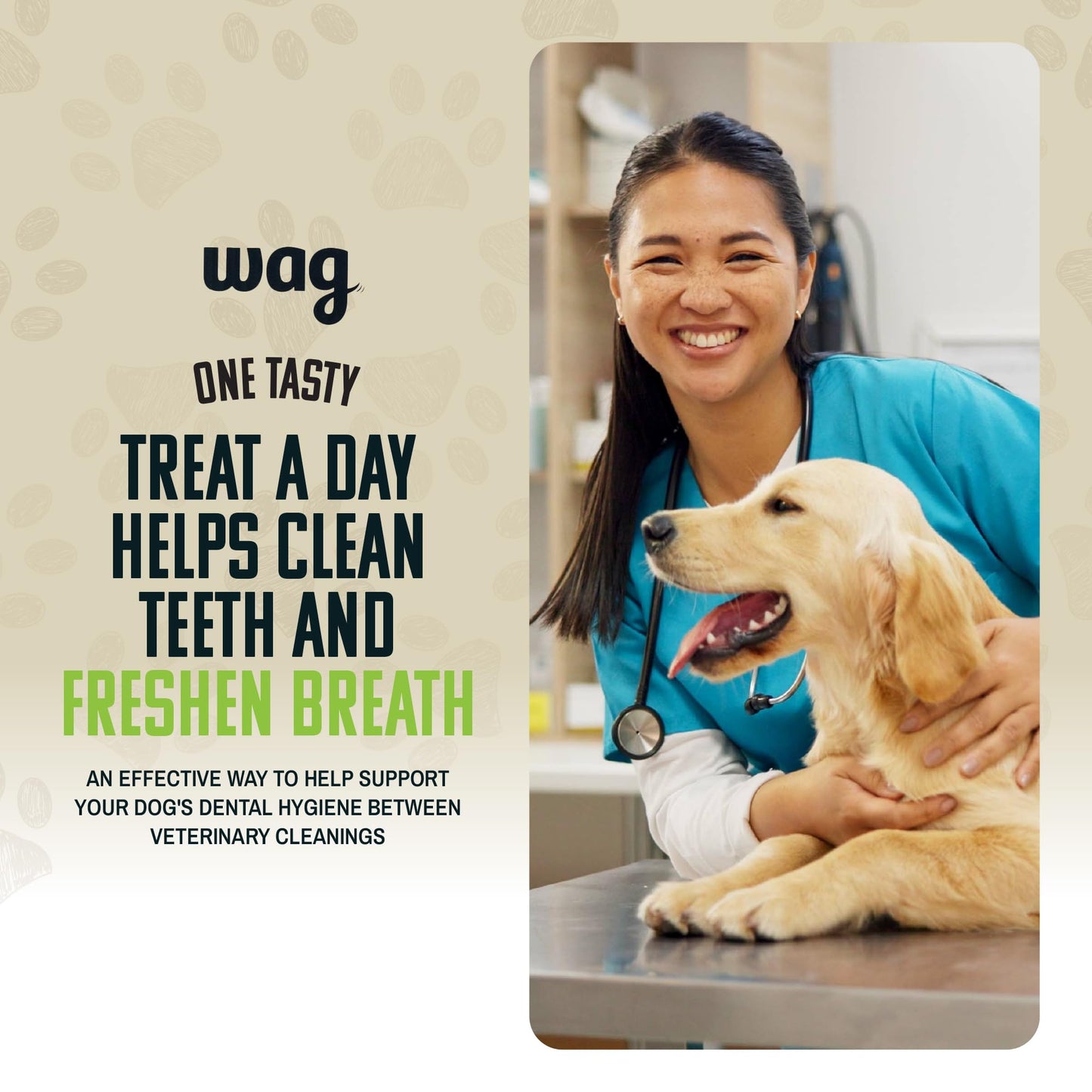 Amazon Brand - Wag Dental Dog Treats to Help Clean Teeth & Freshen Breath - Small, Unflavored, 2.25 pounds, 60 Count (Pack of 1)
