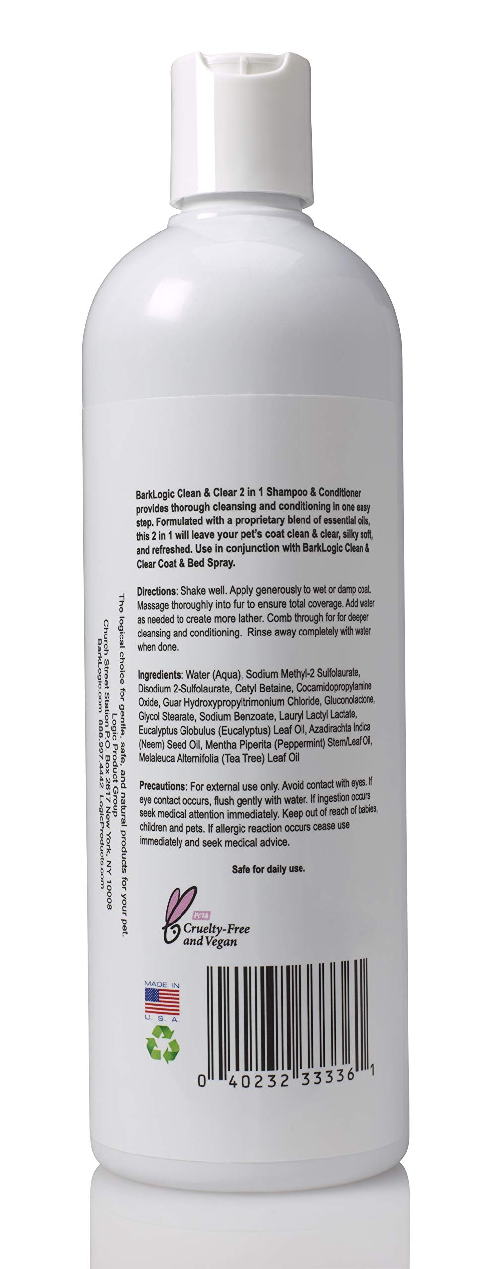 Clean & Clear 2 in 1 Shampoo & Conditioner, Mint, 16 fl oz - Grooming Essentials for A Quality Coat - No Parabens, No Phthalates, No Sulfates, No DEA & PEG, Safe & Vegan