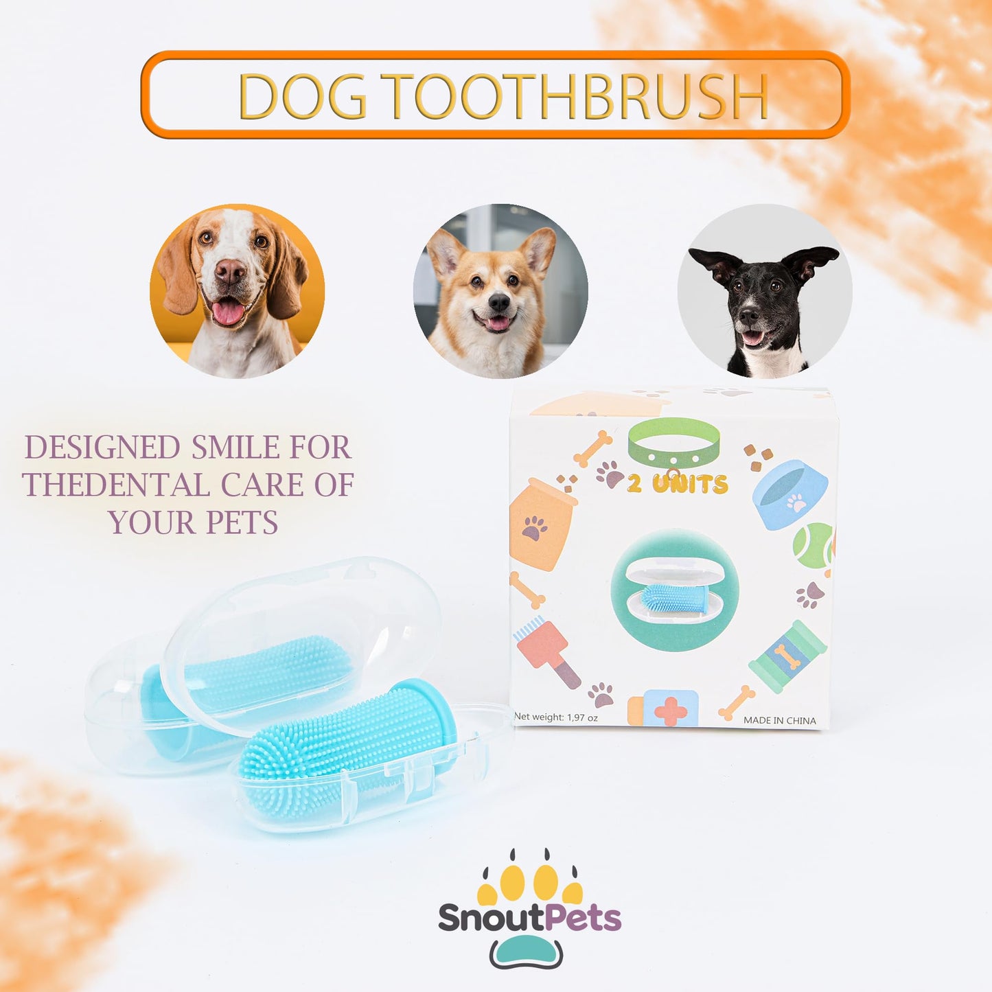 Cylindrical dog toothbrush for Dogs–the Easy to Use Dog Tooth Brushing Kit, With of Toothbrush for Dogs you will get the Hygiene, Takes Care of Teeth and Gums, Ideal for Pets of All Ages-2 Pack