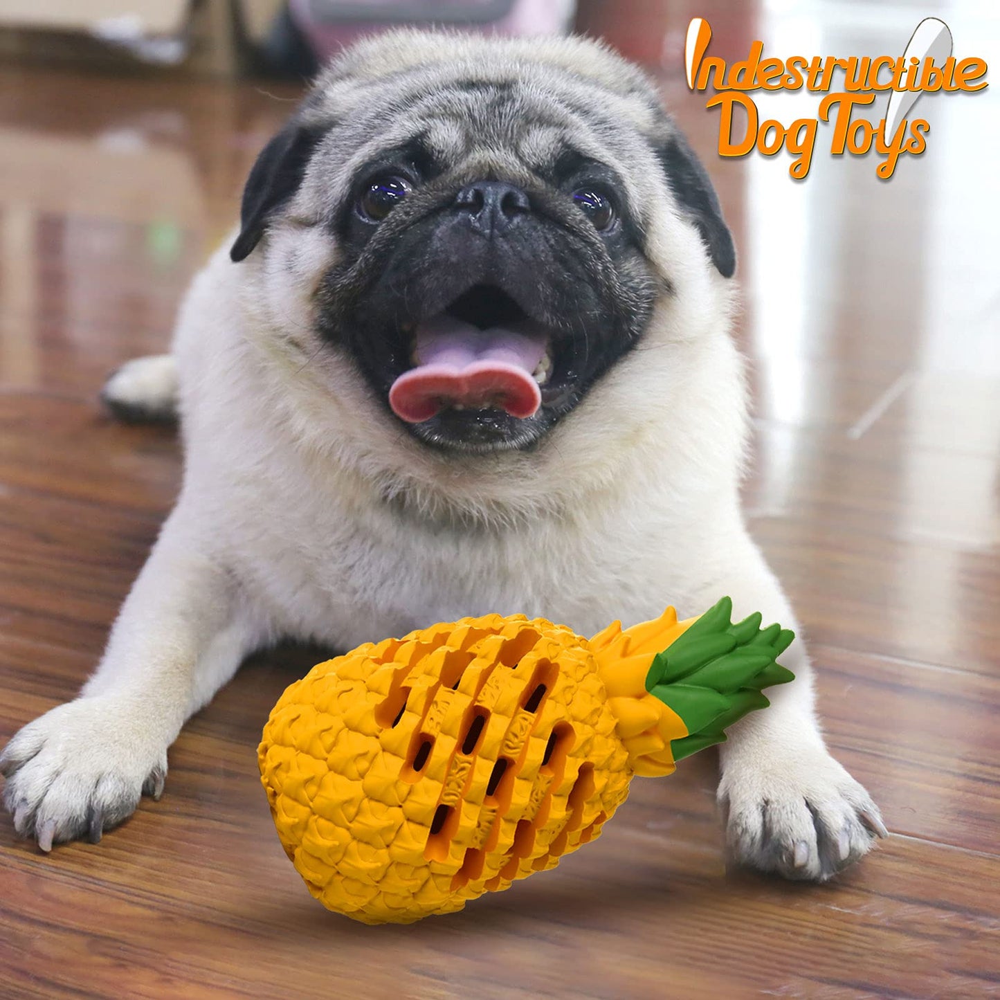 M.C.works Dog Toy for Aggressive Chewers Large Breeds, Indestructible Dog Teeth Clean, Pineapple Tough Treat Dispensing Toys for Large Dogs (Giant)