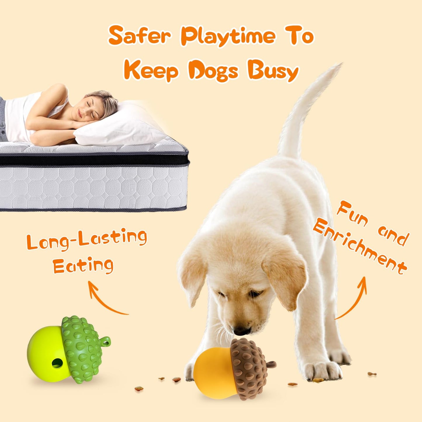 ZOURYNUA Interactive Dog Toys Detachable, Slow Feeder for Distraction Treat Dispensing Dog Toys for Fun and Enrichment, Small Medium Dogs (Green)