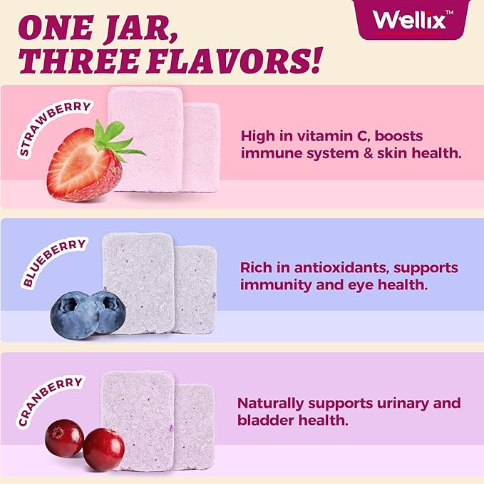 Wellix Freeze-Dried Cat Treats for Dog&Cat - Triberry Cat&Dog Yogurt Treats with Chicken Flavor Fruits - Probiotics Digestive&Immune Health Cats&Dogs Food Toppers 4.23oz