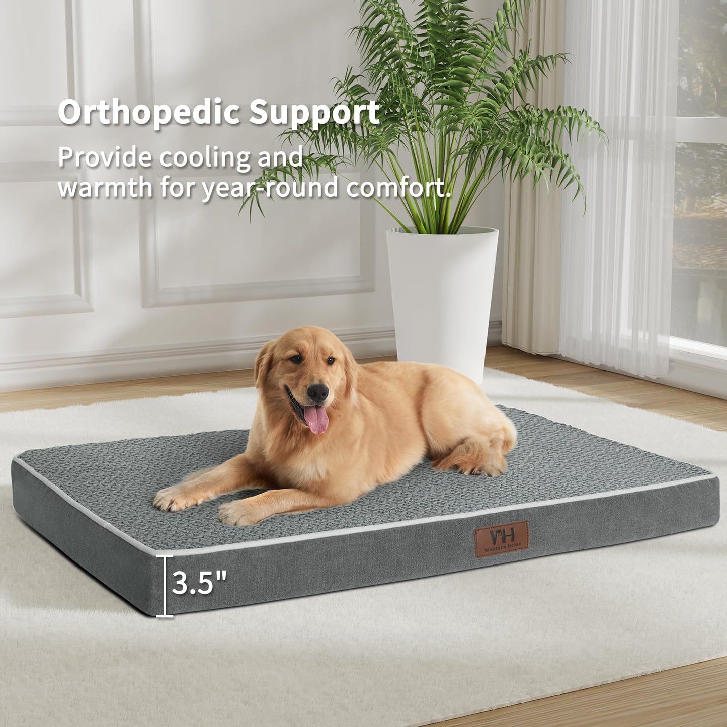 Large Dog Bed - Dog Crate Bed Orthopedic Large Sized Dog Beds,Washable & Waterproof Cover Big Plush Comfort Pet Bed Mat, Egg Crate Foam Bed