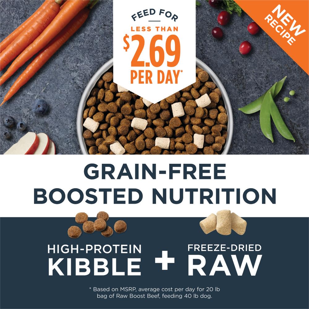 Instinct Raw Boost, Natural Dry Dog Food with Freeze Dried Pieces, High Protein, Grain Free Recipe - Real Beef, 10 lb. Bag