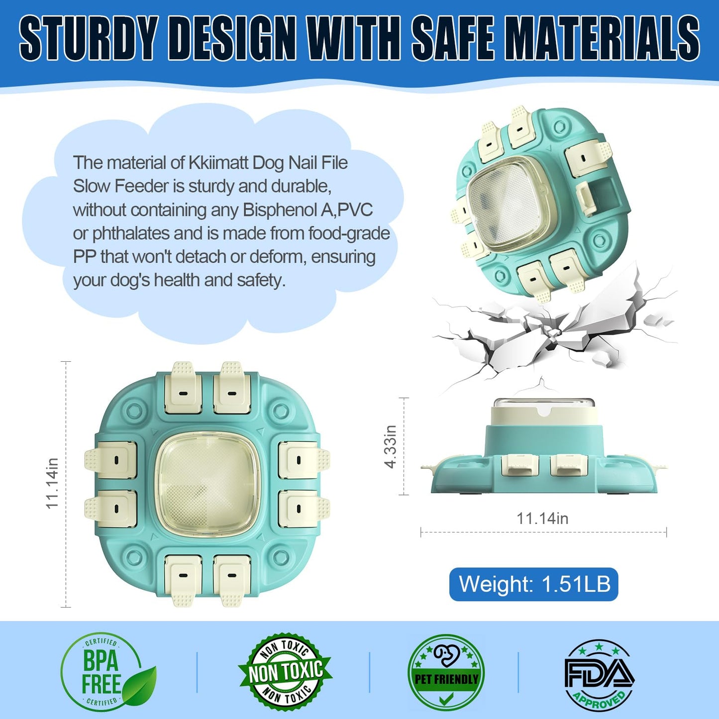 Dog Nail File Puzzle Toy Slow Food Feeder Treat Distributor Mental Enrichment Toy Food Dispenser for IQ Training Dog Puzzles for Smart Dogs Scratch Pad for Nails with Clipper