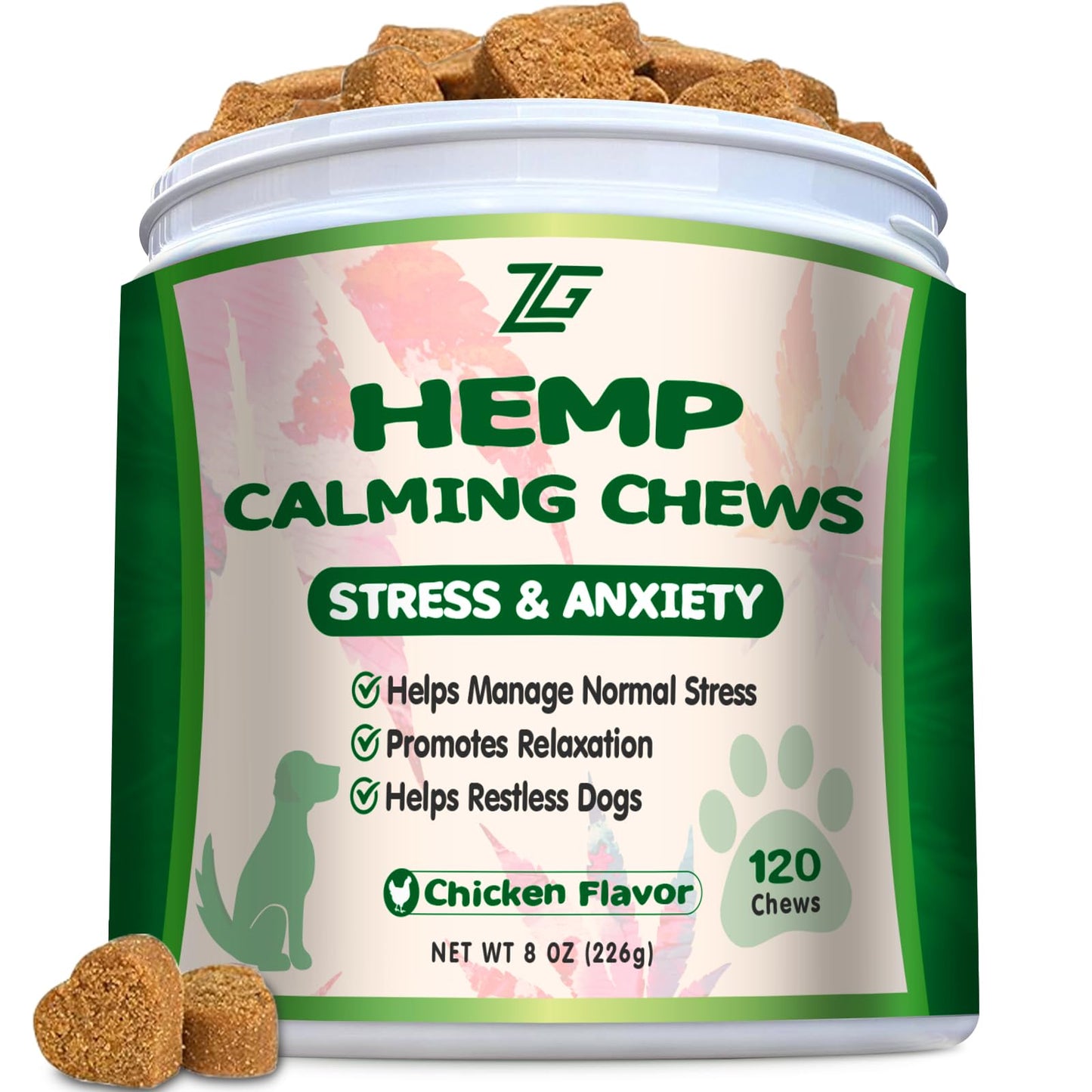 ziehooGe Calming Chews for Dogs - Dog Calming Chews - Anxiety Relief Treats Helps with Separation, Barking, Stress Relief, Composure, Promote Relaxation - Dog Supplements 120 Soft Chews