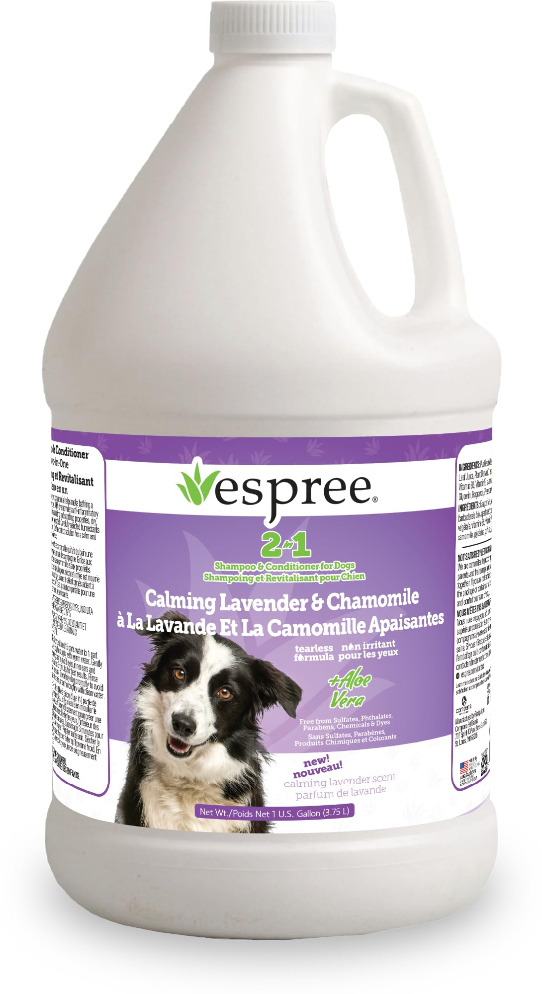 Espree Calming Lavender & Chamomile Shampoo & Conditioner, Soothes & Relaxes with Lavender, Moisturizes with Aloe Vera, Anti-Inflammatory Chamomile, Dry & Sensitive Skin, Gentle Pet Grooming, Gallon