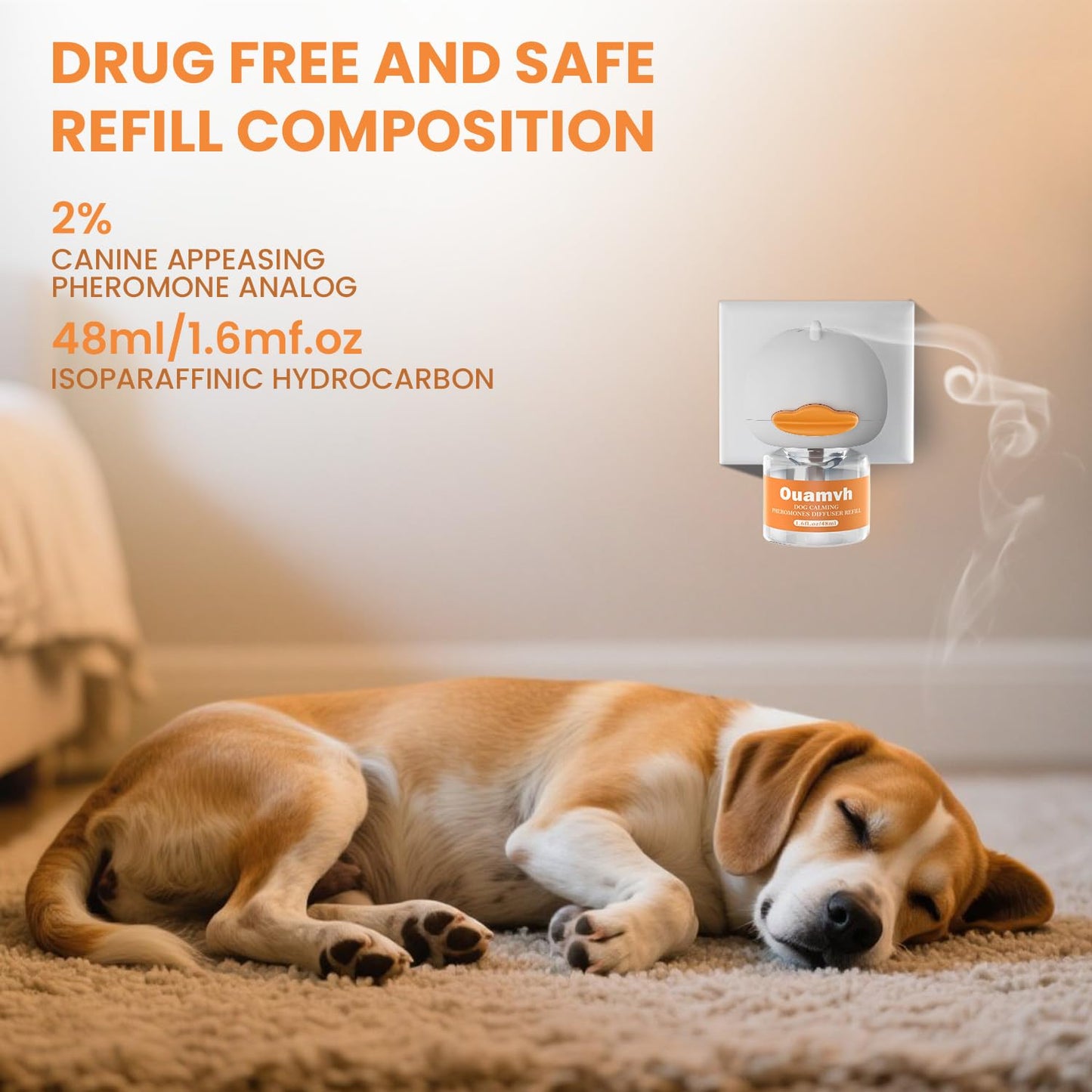 Ouamvh Dog Calming Diffuser,Relaxing Solution for Stress and Anxiety in Dogs, Reducing Scratching and Barking Behaviors in Puppies, Medium, and Large-Sized Dogs,Help Train Dog to Pee