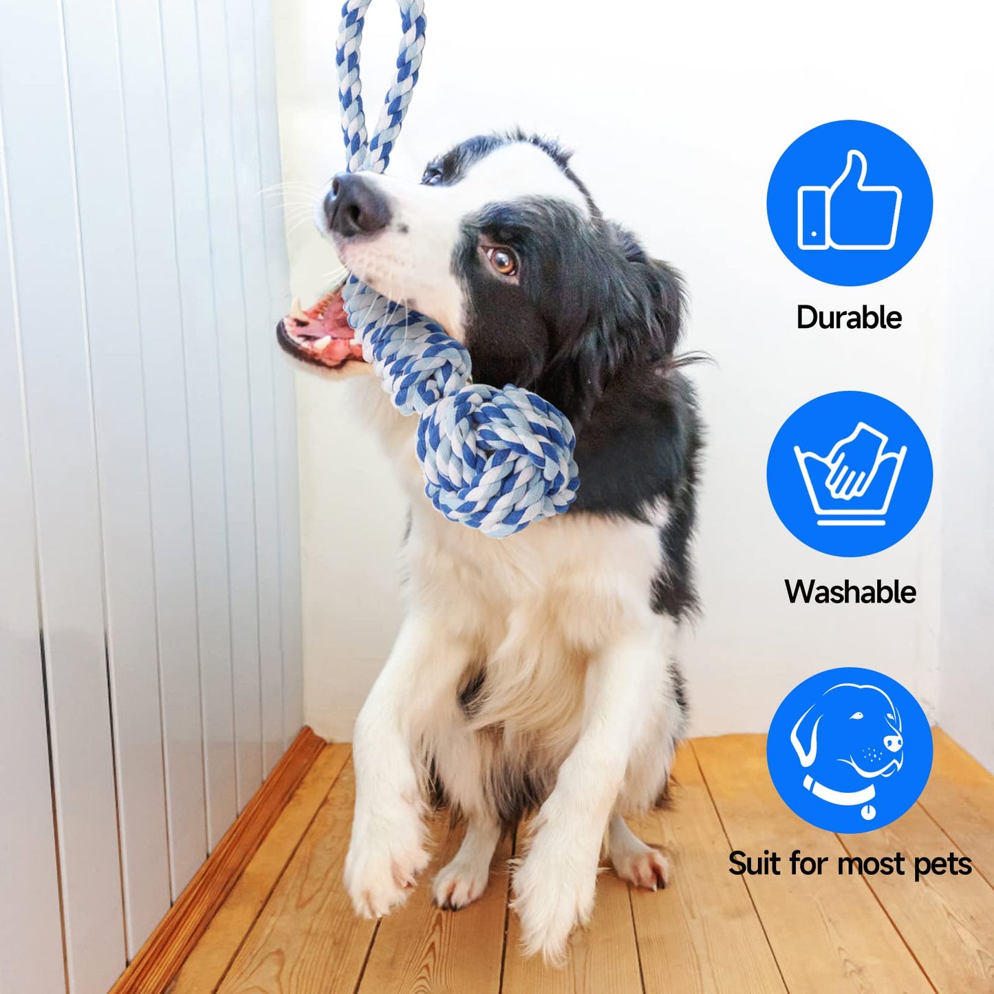 LWBMG Dog Jute Bite Pillow, Durable Biting Pad with 3 Strong Handles, Tough Tug of War Toy for Dogs, Perfect Pull Toy for Medium Large Dogs Training Interactive Playing