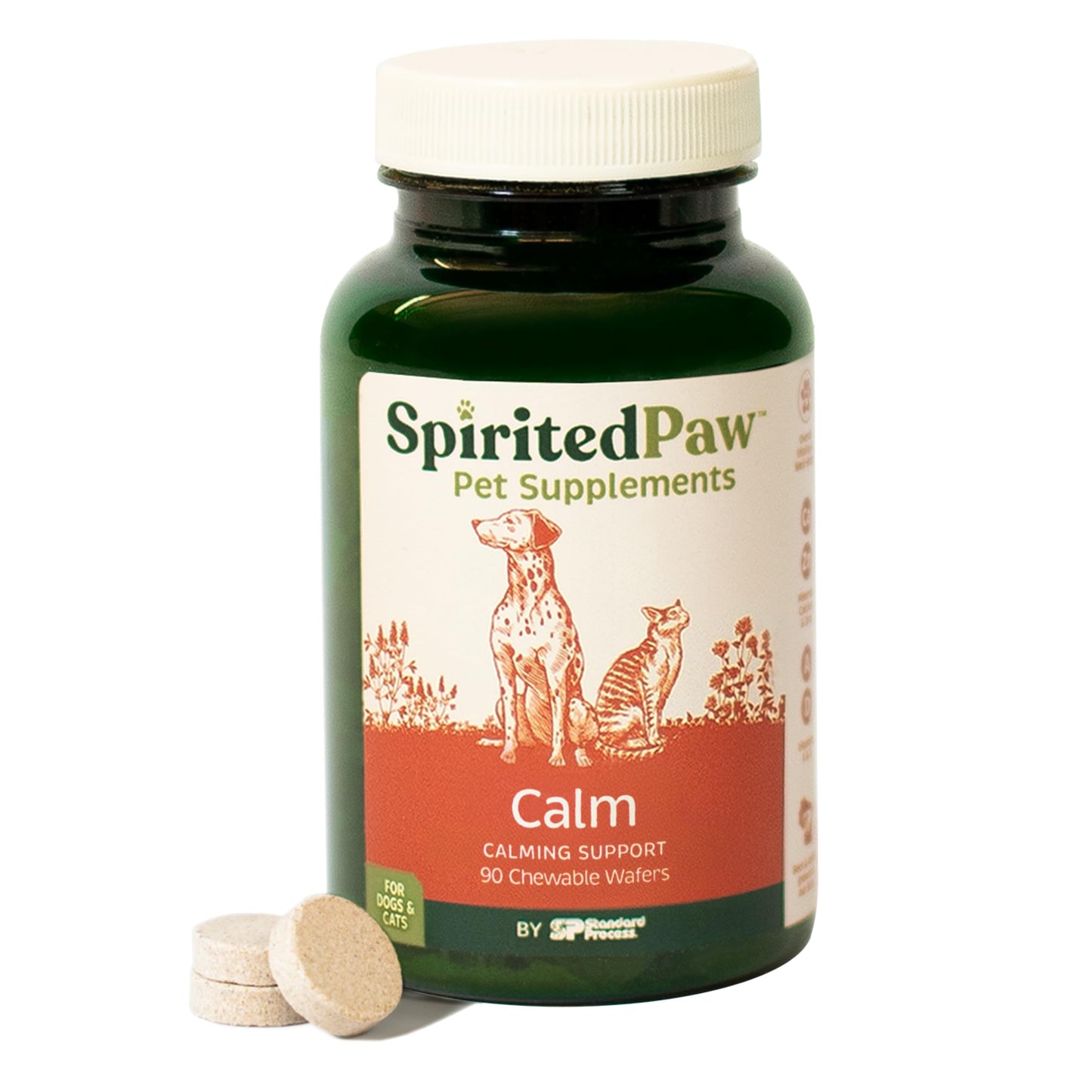 Spirited Paw Calm - Stress Support Chews - Calming Supplement for Cats & Dogs - Soothing Supplement for Moving, Introductions, Loud Noises, Fireworks & Separation - 90 Chewable Wafers