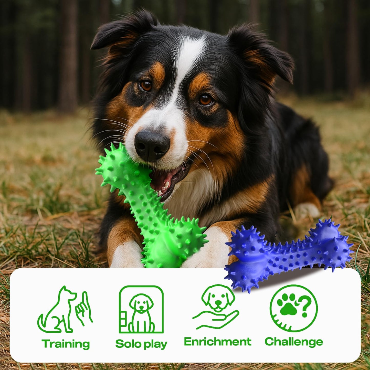 QWKNY Durable Dog Chew Toy for Aggressive Chewers – Rubber Puppy Teething Toy with Bacon Flavor, Interactive Dog Toothbrush Stick for Teeth Cleaning & Gum Massage, Ideal for Small Dogs & Puppies