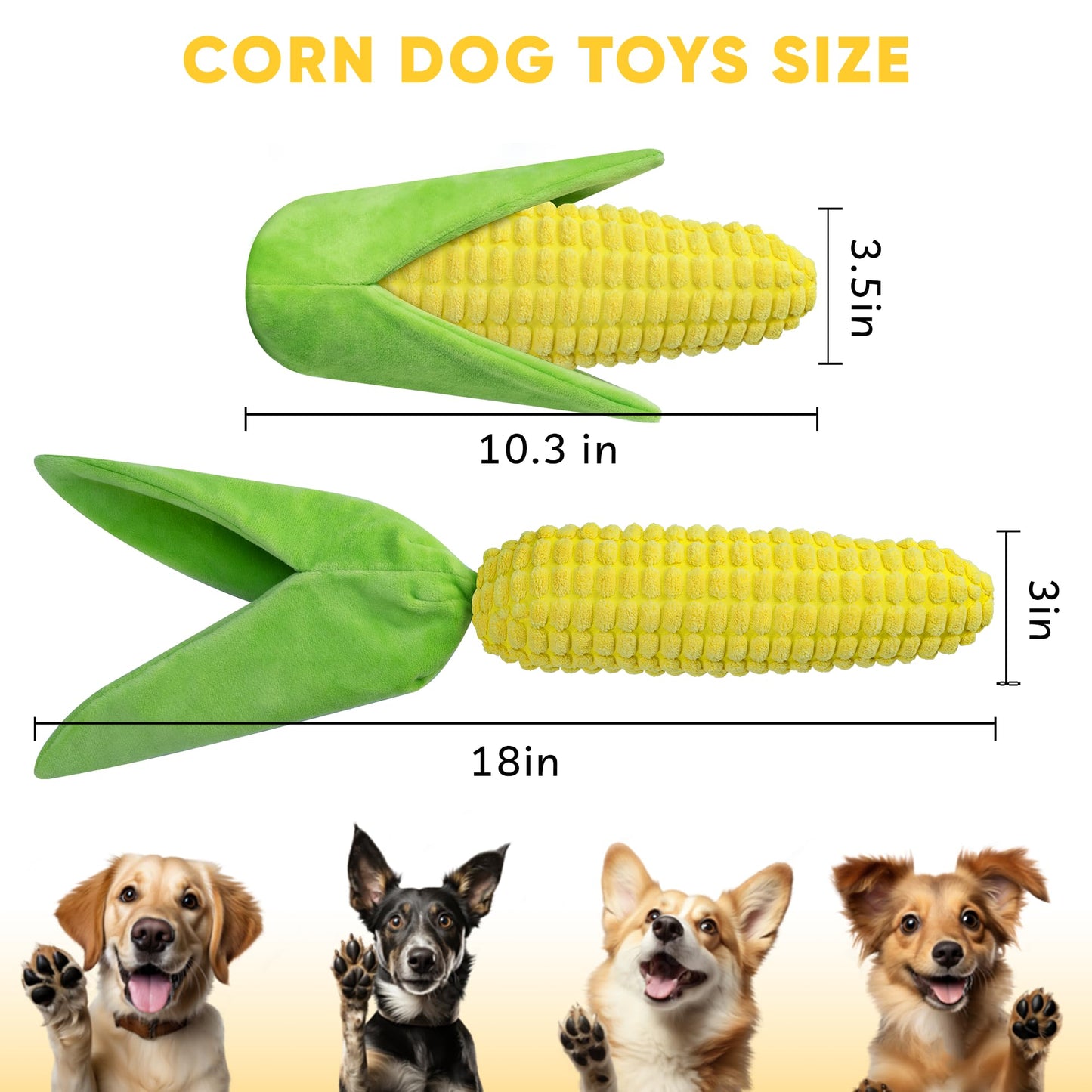Tough Dog Toys for Not Aggressive Chewers, Durable Dog Chew Toys for Small Medium Large Dogs,Interactive Crinkle Squeaky Dog Toys to Keep Them Busy Corn Plush Puppy Pet Toy IQ Training Dogs Puzzle Toy