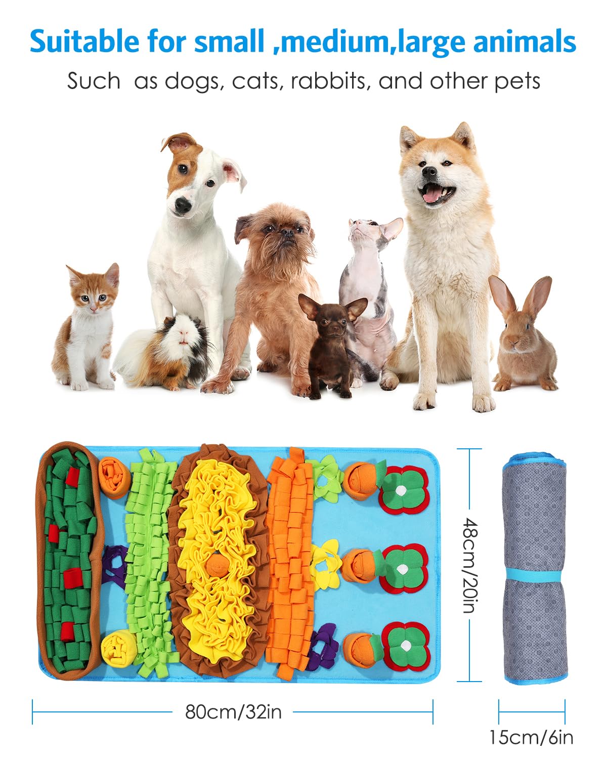 AMIR Dog Snuffle Mat – Slow Feeding & Foraging Puzzle Toy for Dogs, Snuffle Mat for Dogs, Large 32 * 20 Inch Sniffing Mat to Encourage Natural Instincts, Reduce Anxiety & Promote Mental Stimulation