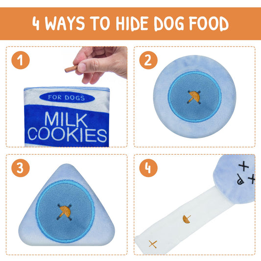 WELOMELO Interactive Treat Puzzle Dog Toy for Boredom and Stimulating, Crinkly Squeaky for Small, Medium and Large Dogs, Snuffle Potato Chips and Cookies (Blue)
