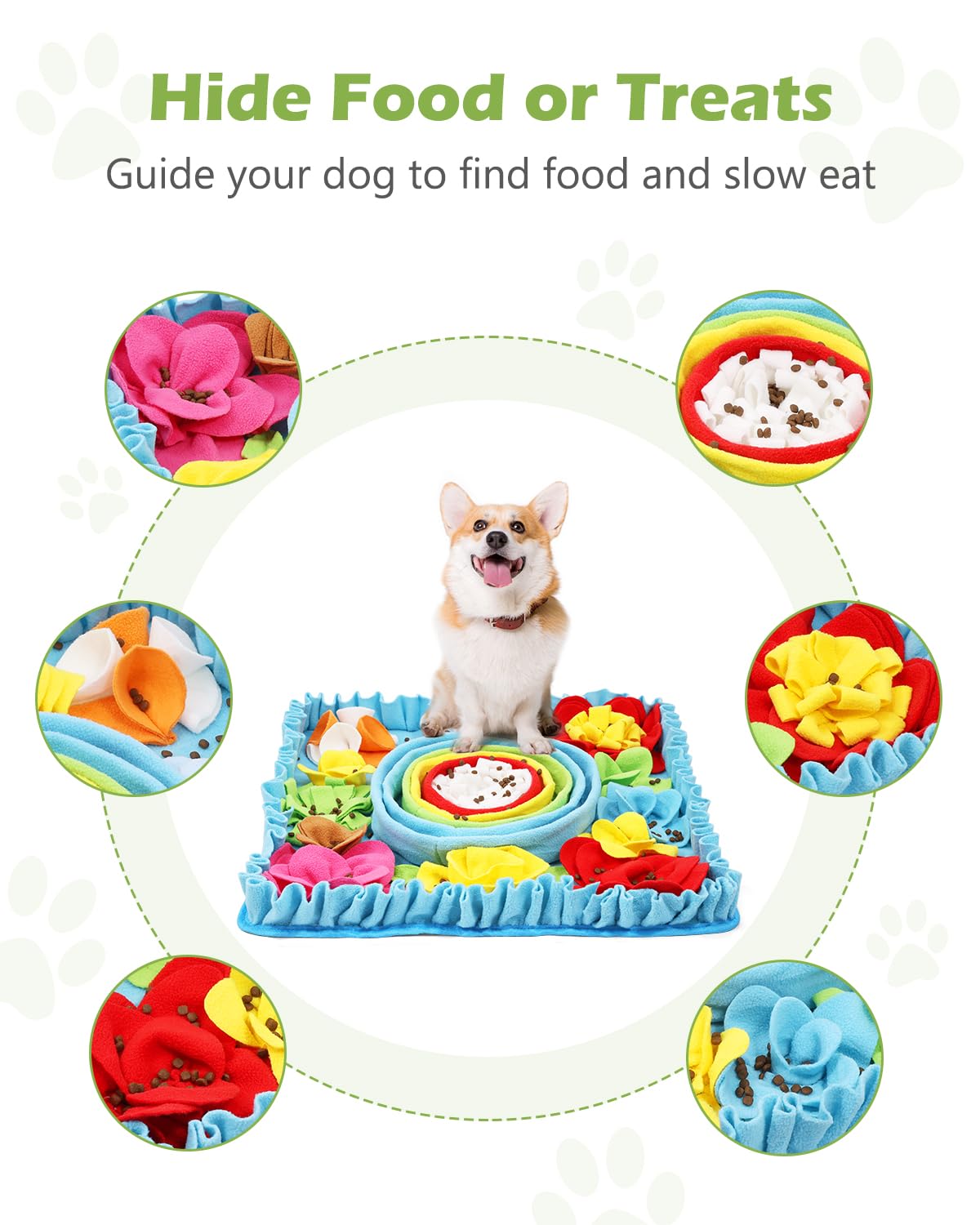 KeeKit Snuffle Mat for Dogs - 19.7x19.7 Inch Felt Wool Slow Feeder Mat, Interactive Dog Toy for Treats & Food, Anxiety Relief & Mental Stimulation (Not for Aggressive Chewers)