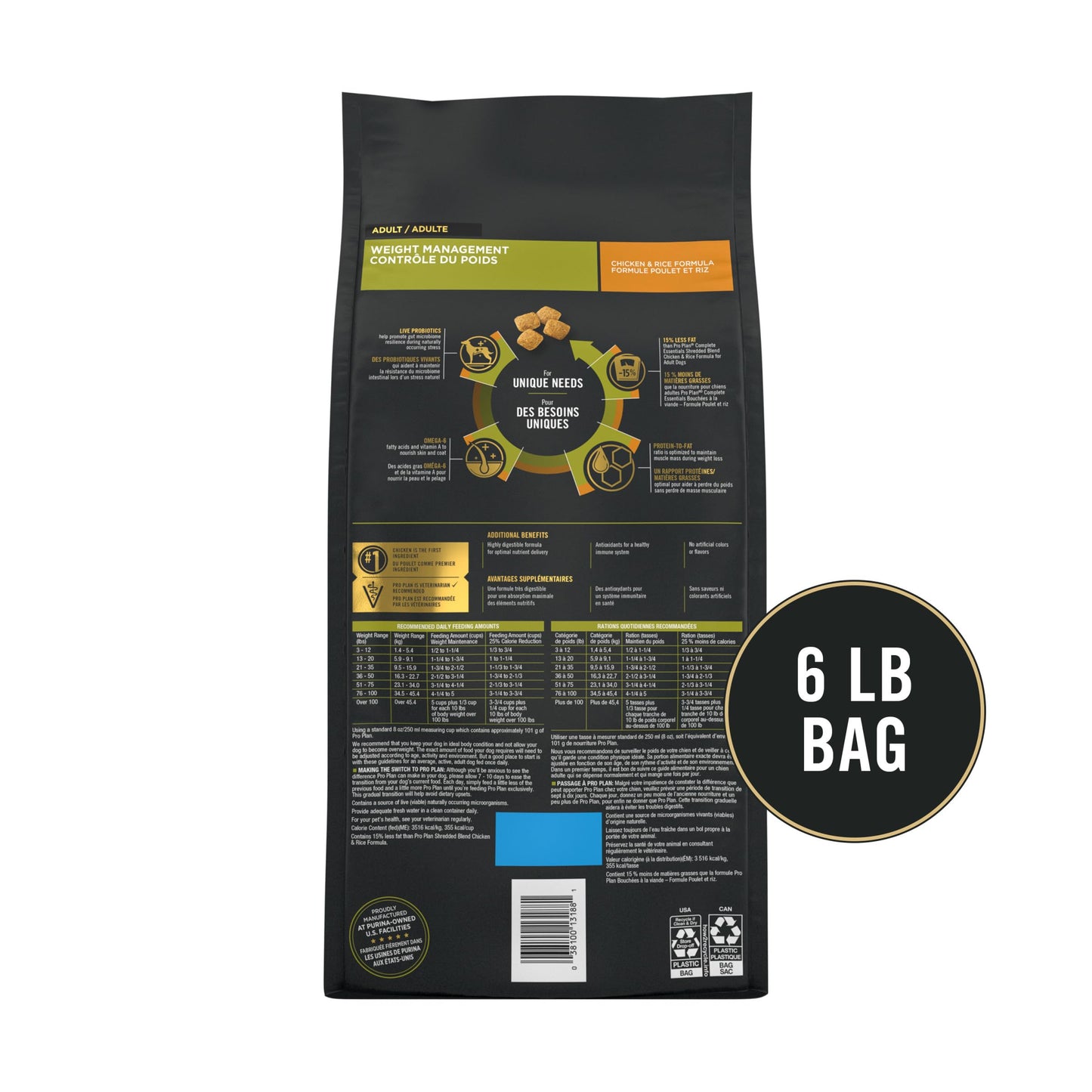 Purina Pro Plan Weight Management Dry Dog Food Chicken and Rice Formula - 6 lb. Bag