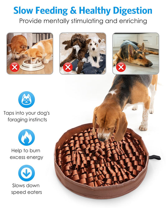 AMIR Slow Feeder Mat for Dogs – Dog Food Mat Anti-Gobble Mat to Relieve Boredom, Anxiety & Stress, Snuffle Mat for Dogs Works for All Dog Breeds, Sizes & Ages