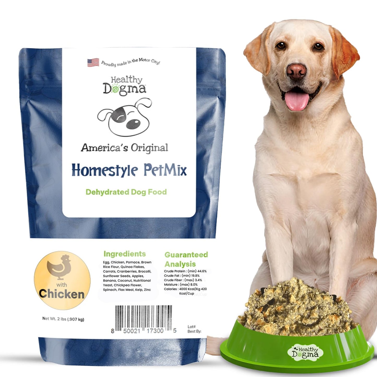 Healthy Dogma - PetMix Dehydrated Dog Food for Allergies - Grain Free, Freeze Dried, Raw, Homemade Dog Food (Chicken Dinner, 2 lbs)