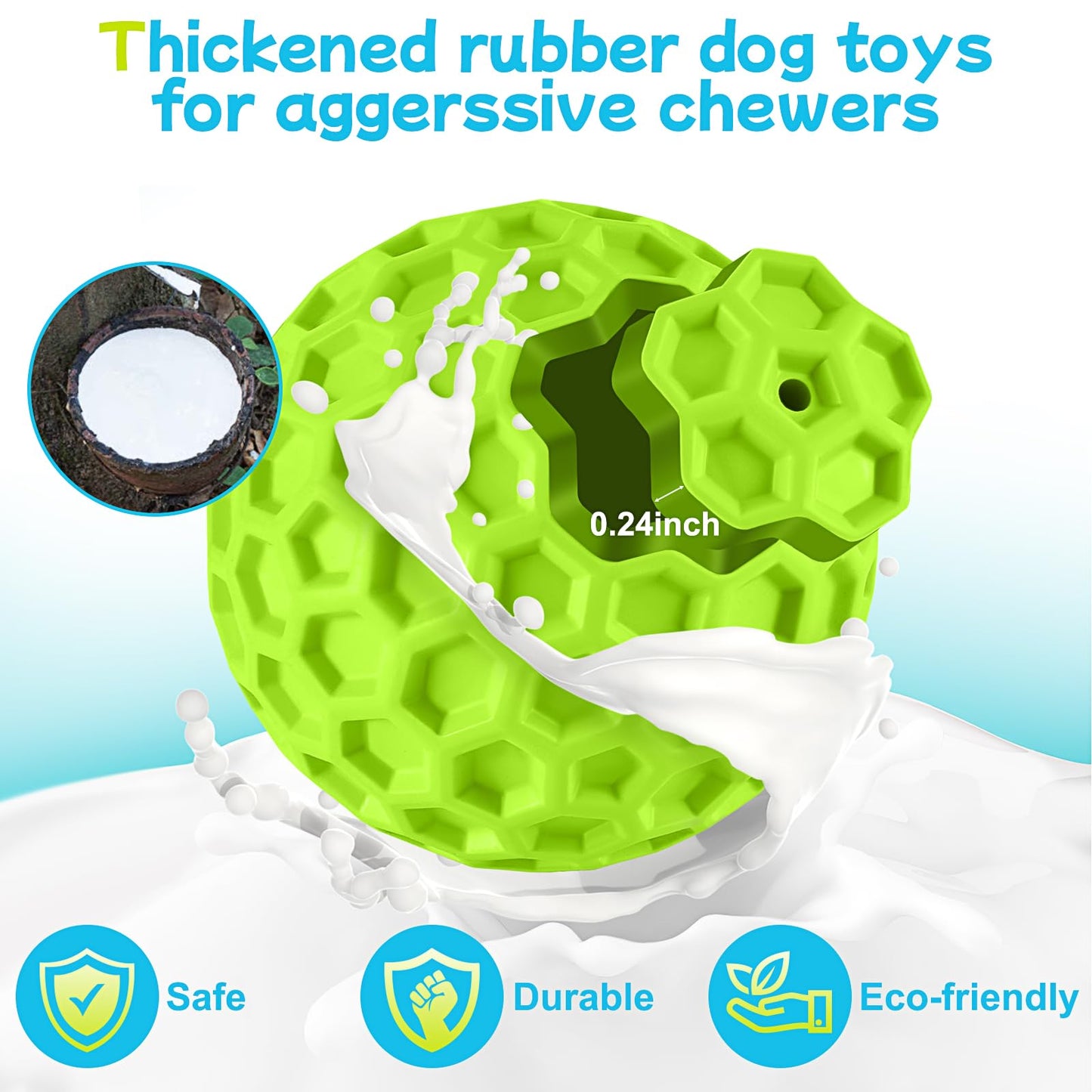 LUKITO Dog Chew Toys, Dog Toys for Aggressive Chewers Large Breed, Interactive Squeaky Balls, Tough Dog Toys with Natural Rubber for Large and Medium Small (3 Balls)