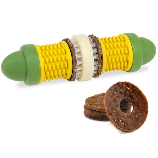 PetSafe Busy Buddy Cravin' Corn - Adjustable Slow Feeder Toy with Refillable Treat Rings - Cleans Teeth & Gums, Cures Boredom & Slows Down Eating Habits - Medium/Large - for Dogs 50+ lb
