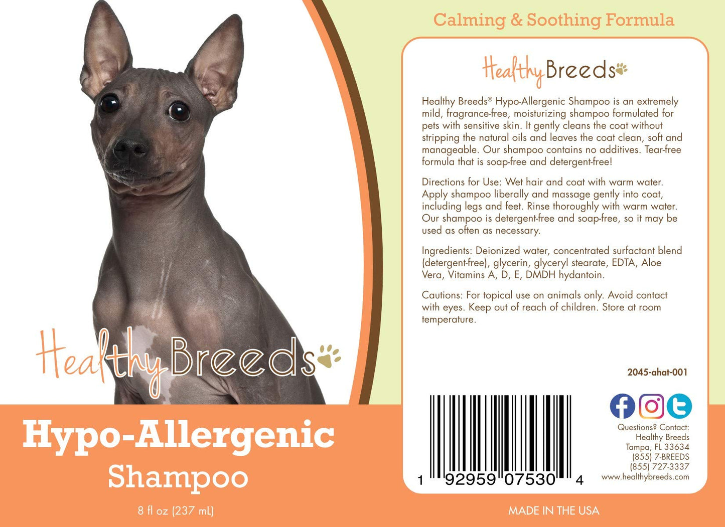 Healthy Breeds American Hairless Terrier Hypo-Allergenic Shampoo 8 oz