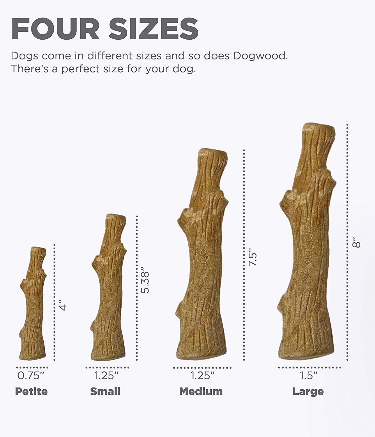 Petstages Dogwood Durable Dog Chew Toy, Medium - Long Lasting Chew Stick Made with Real Wood - USA Made, M
