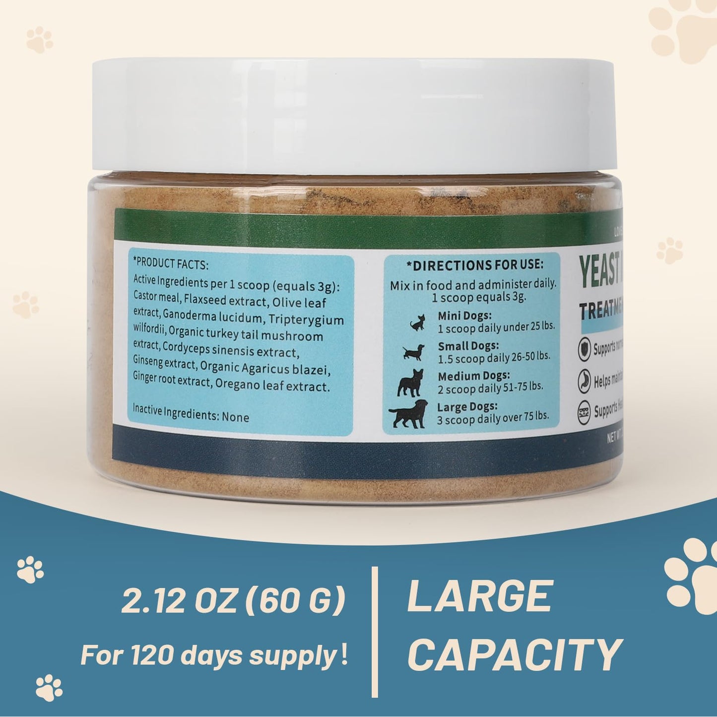 Yeast Infection Treatment for Dogs Supports Healthy Skin, Ears & Paws – Natural Dog Yeast Infection Treatmen Supplement Soothing Irritation & Itching - 60 Days Large Supply Gentle Dog Yeast Relief