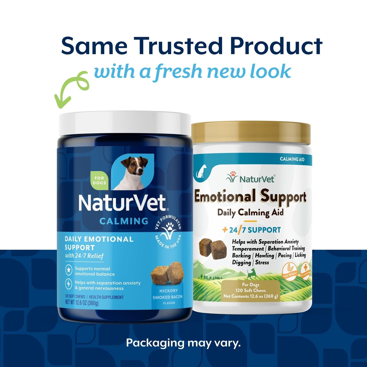 NaturVet Emotional Support Daily Calming Aid Dog Supplement - Helps Promote 24/7 Normal, Calm Behavior - for Dog Stress, Nervousness, Separation, Unwanted Behavior - 120ct Soft Chews