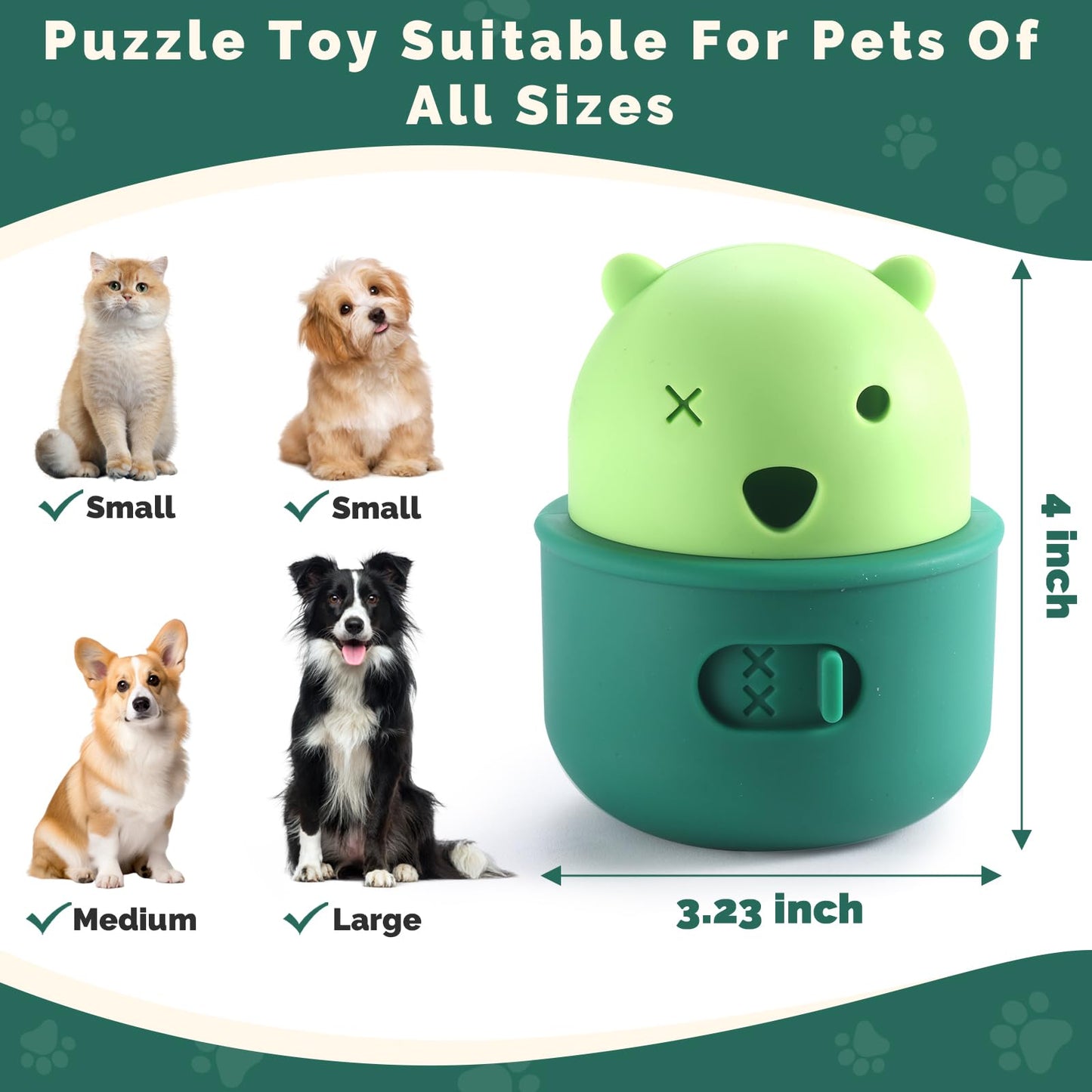 Silicone Dog Slow Feeder Toy - Interactive Puzzle Feeder & Food Dispenser for Small & Large Dogs - Enrichment Toys for Mental Stimulation - Fun Puppy Chew Toys & Cat Treat Dispenser to Keep Pets Busy