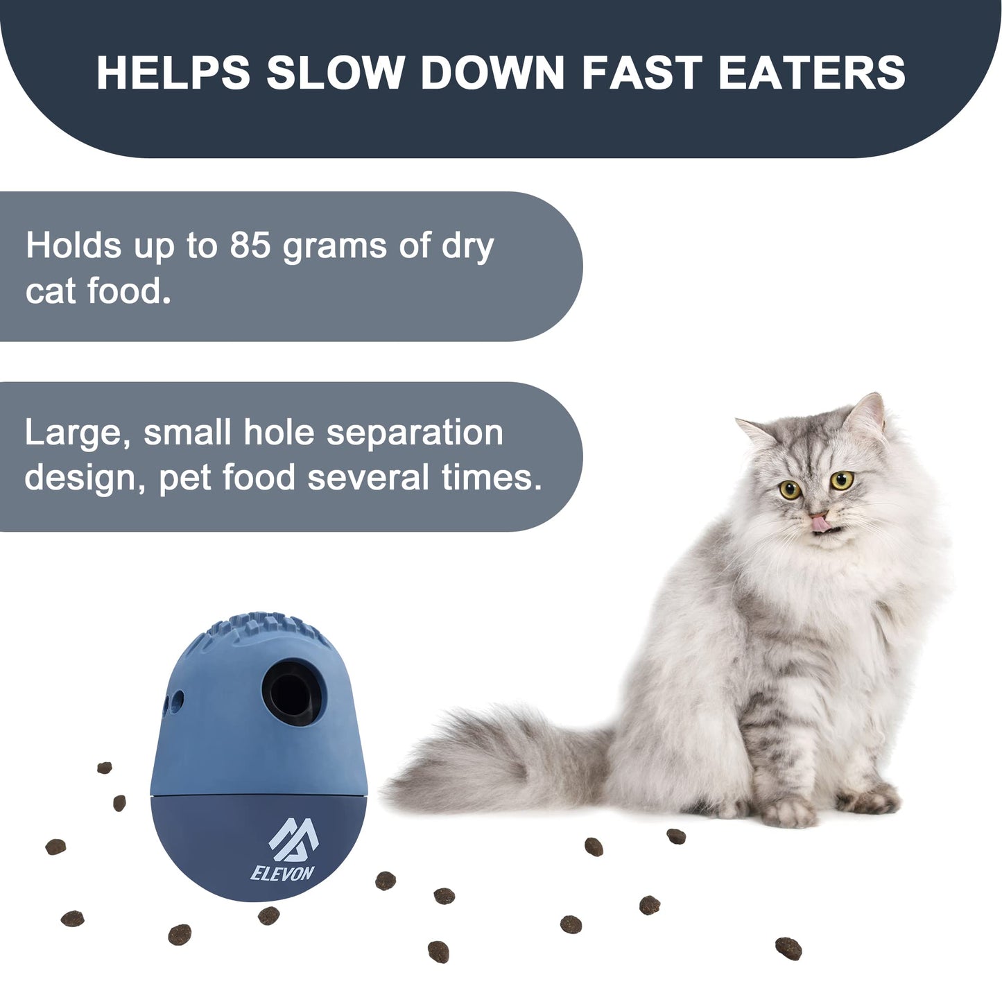 Elevon Treat Dispensing Dog Toys, Puppy and Medium Pet Food Interactive Dog Toy, Dog Slow Feeder, Puzzle Feeder, Dog Enrichment Toys for Puppy Teething and Chewers, Navy