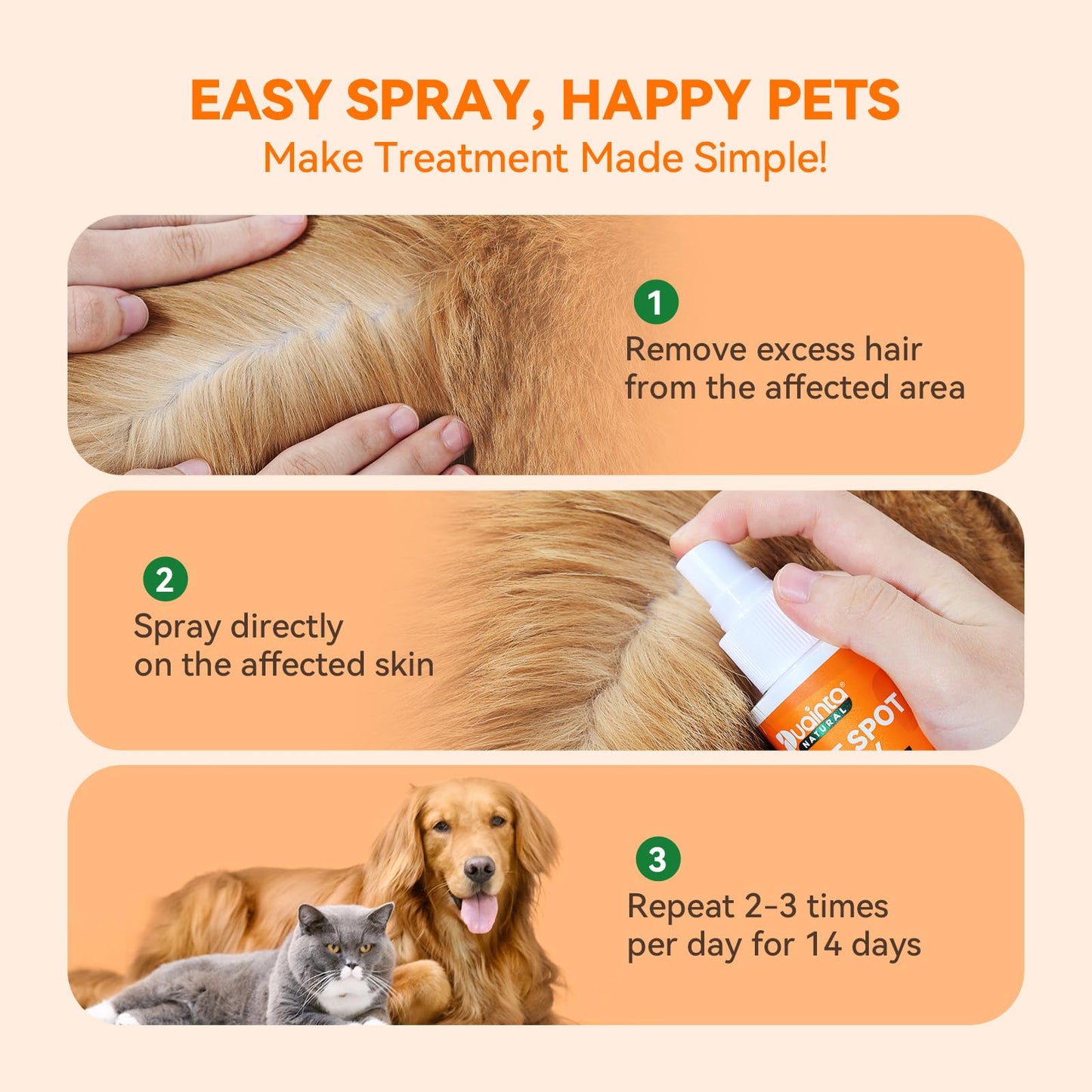PUAINTA Hot Spot Treatment for Dogs, Pure Natural Dog Itch Skin & Allergy Relief Spray, Hot Spot Spray for Dogs Cats - Helps Alleviate Sensitive Skin, Licking Paws, 4oz