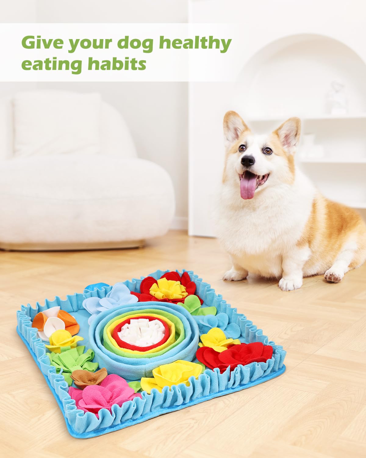 KeeKit Snuffle Mat for Dogs - 19.7x19.7 Inch Felt Wool Slow Feeder Mat, Interactive Dog Toy for Treats & Food, Anxiety Relief & Mental Stimulation (Not for Aggressive Chewers)